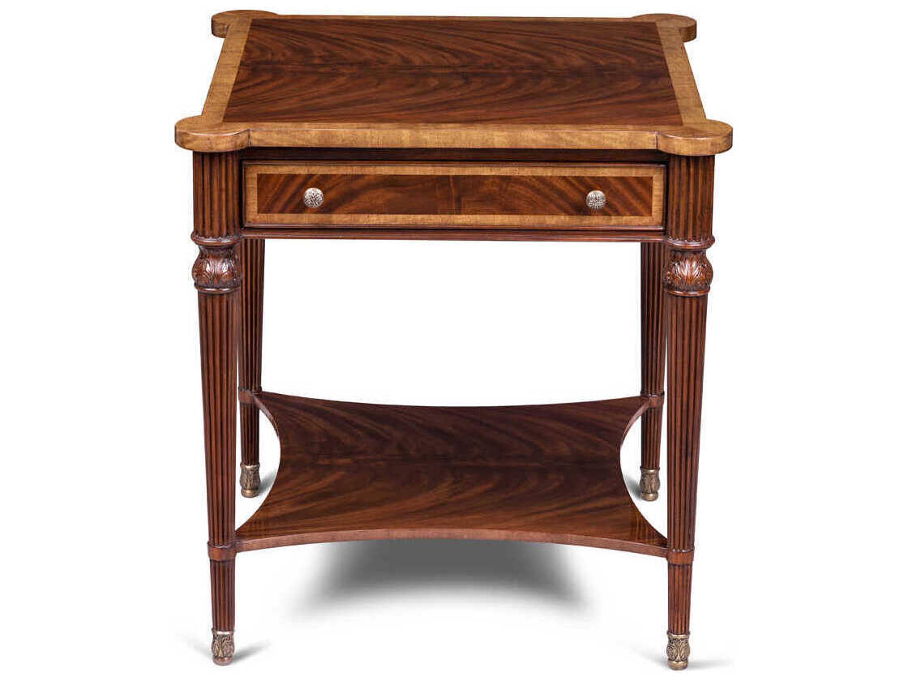 Maitland Smith Carter Square Wood Mahogany End Table