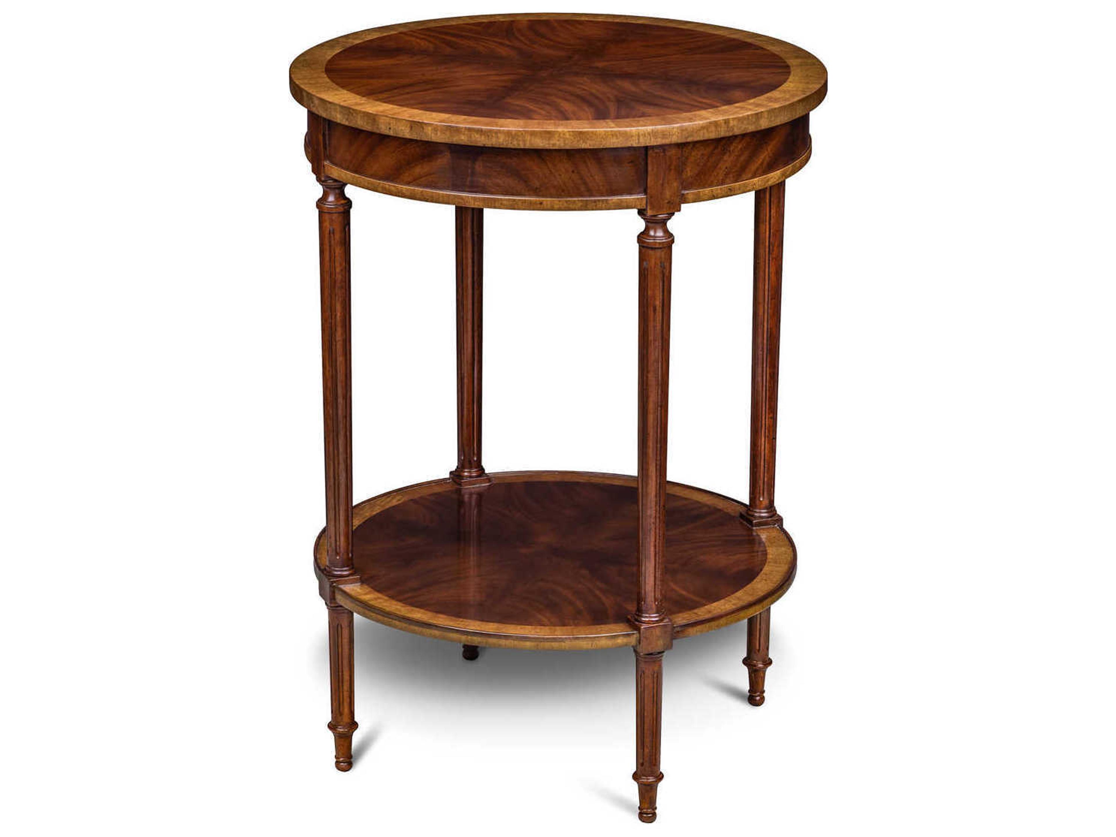 Maitland Smith Carriage Round Wood Mahogany End Table