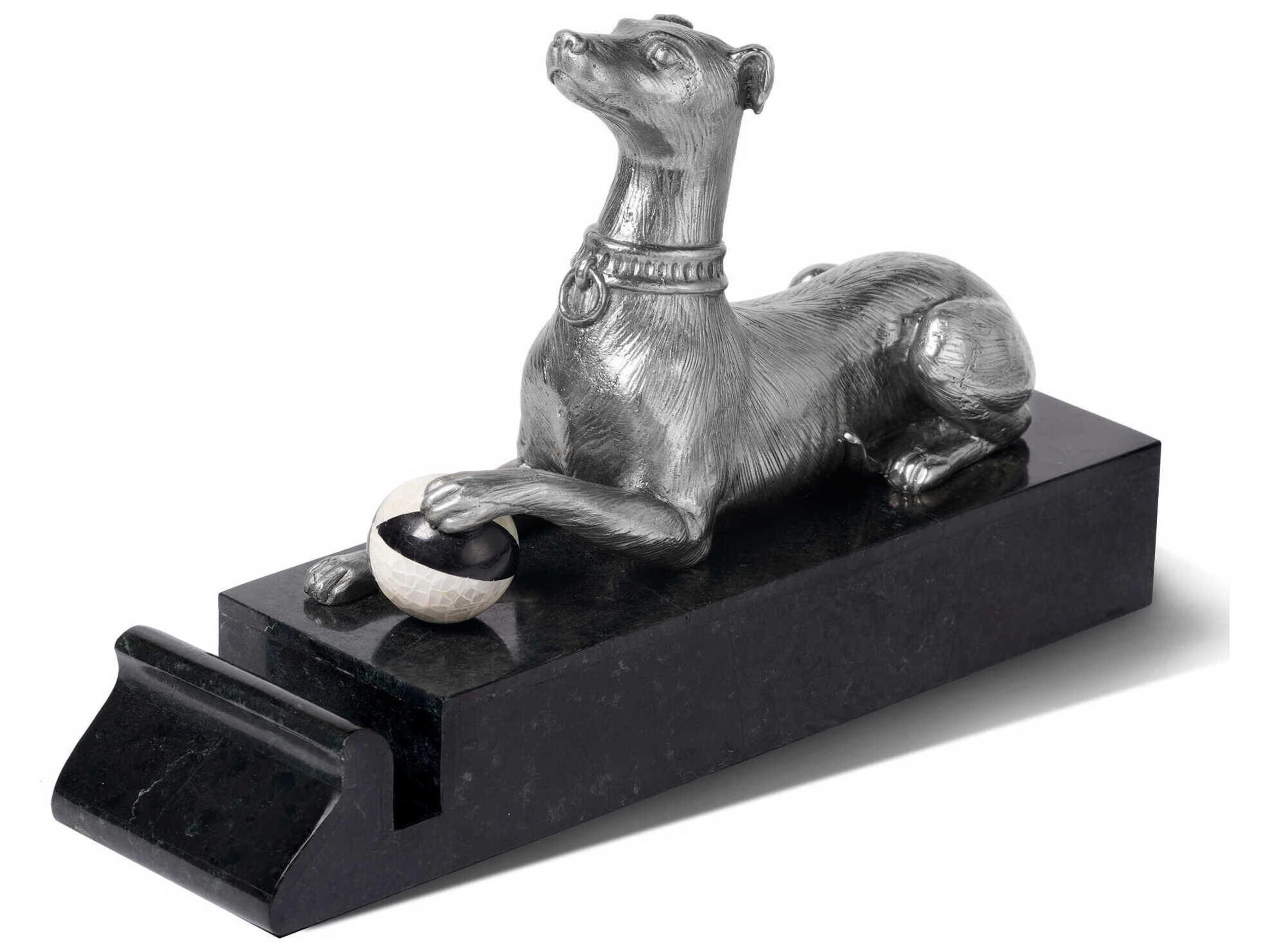Maitland Smith Nickel Plated Brass Stately Greyhound Card Holder