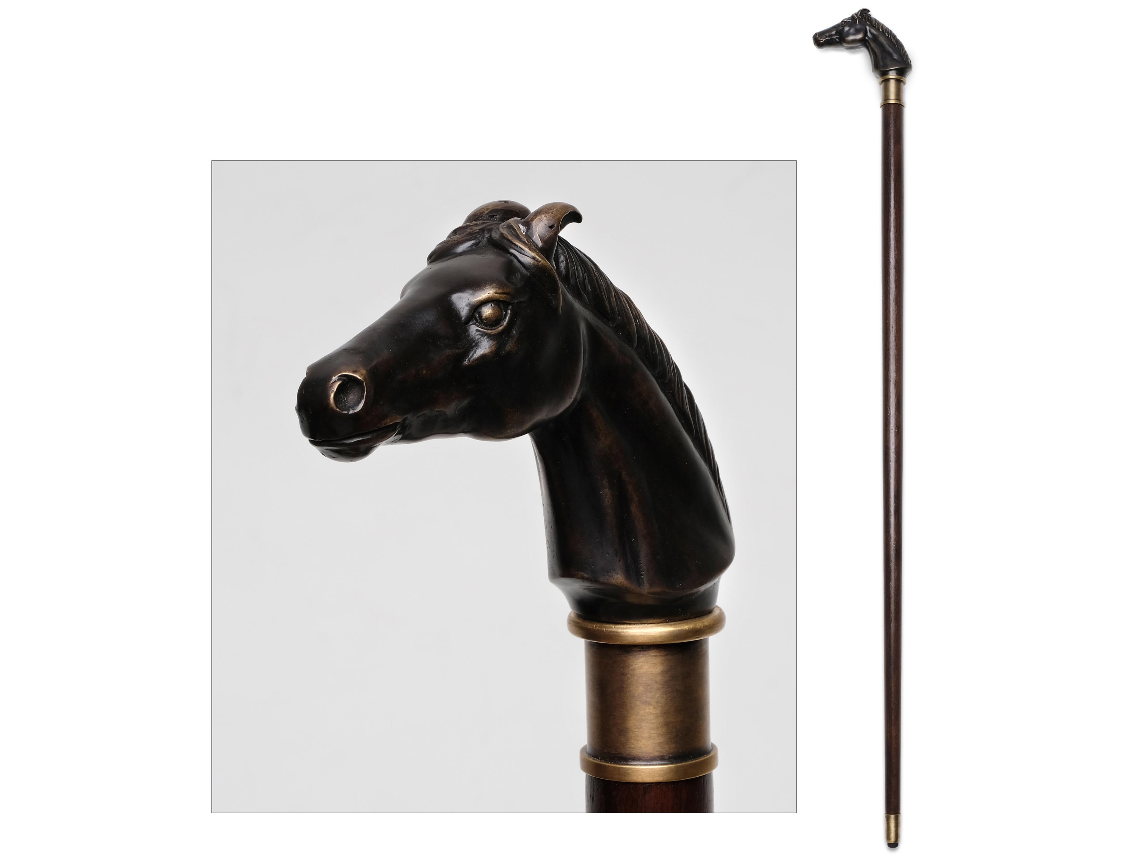 Maitland Smith American Walnut Horse Walking Stick