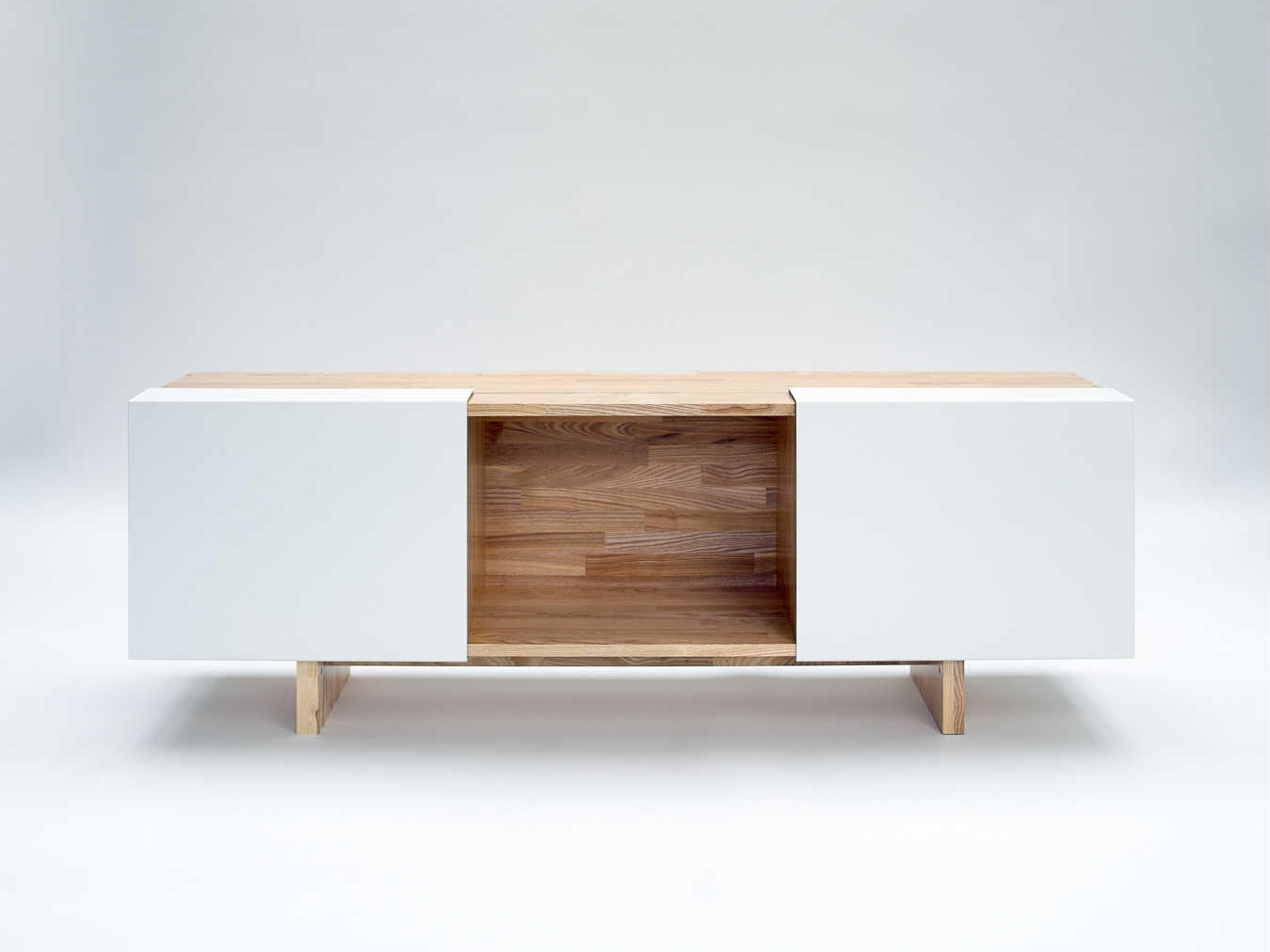 Mash Studios Rectangular Wood Ash Matte White Console Table