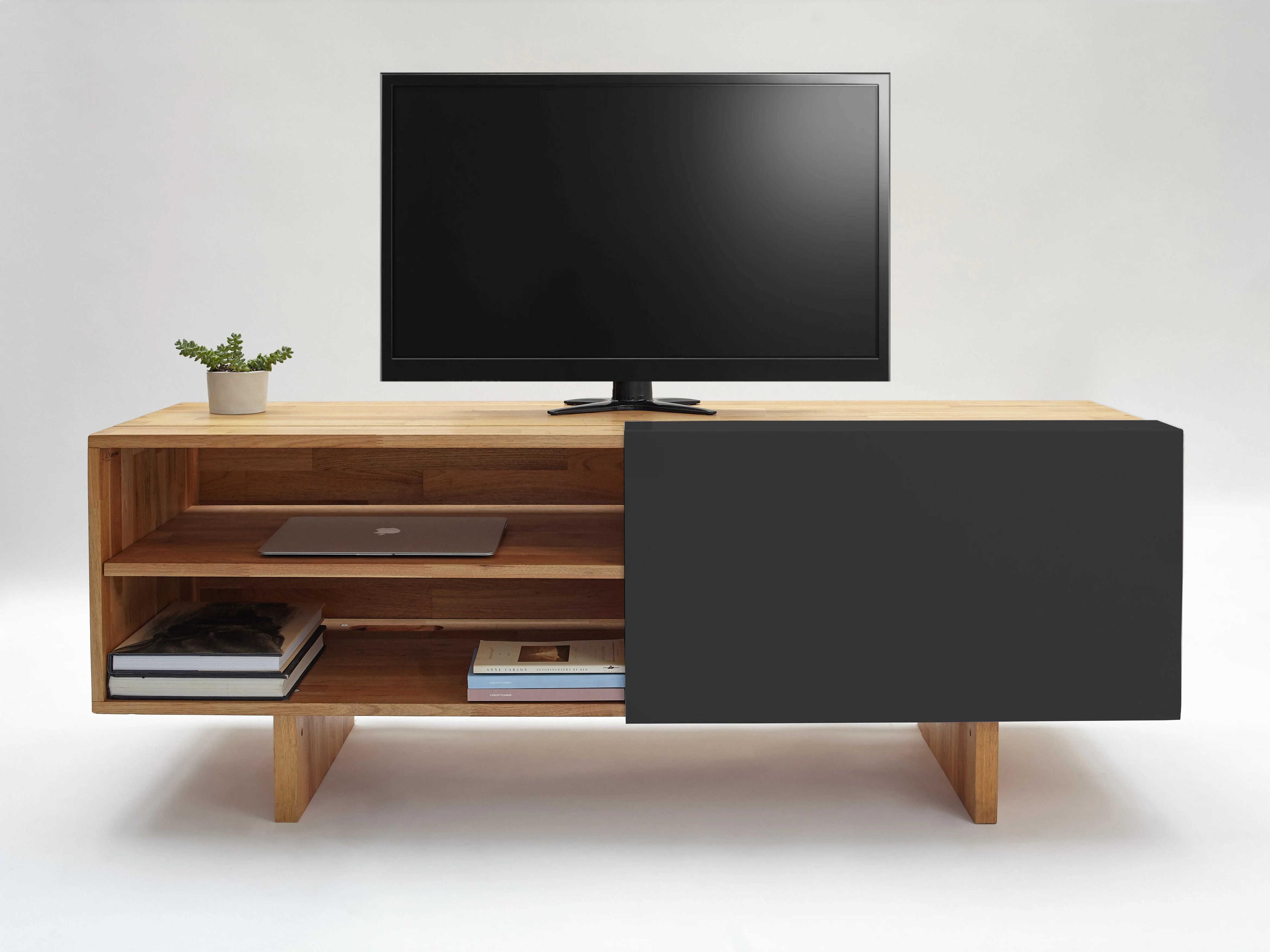 Mash Studios 58" Walnut Wood Matte Black Media Console