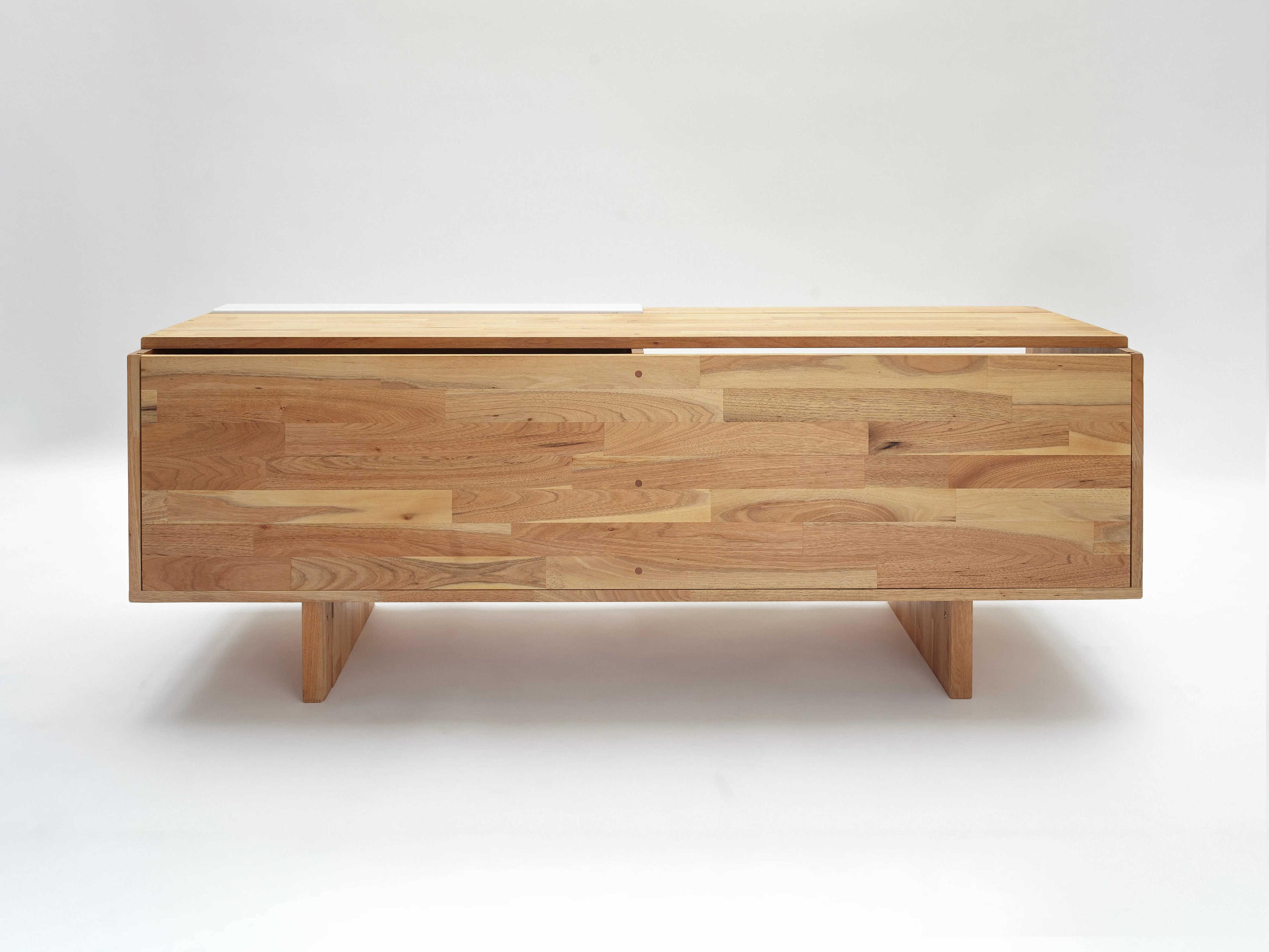 Mash Studios 58" Walnut Wood Gloss White Media Console