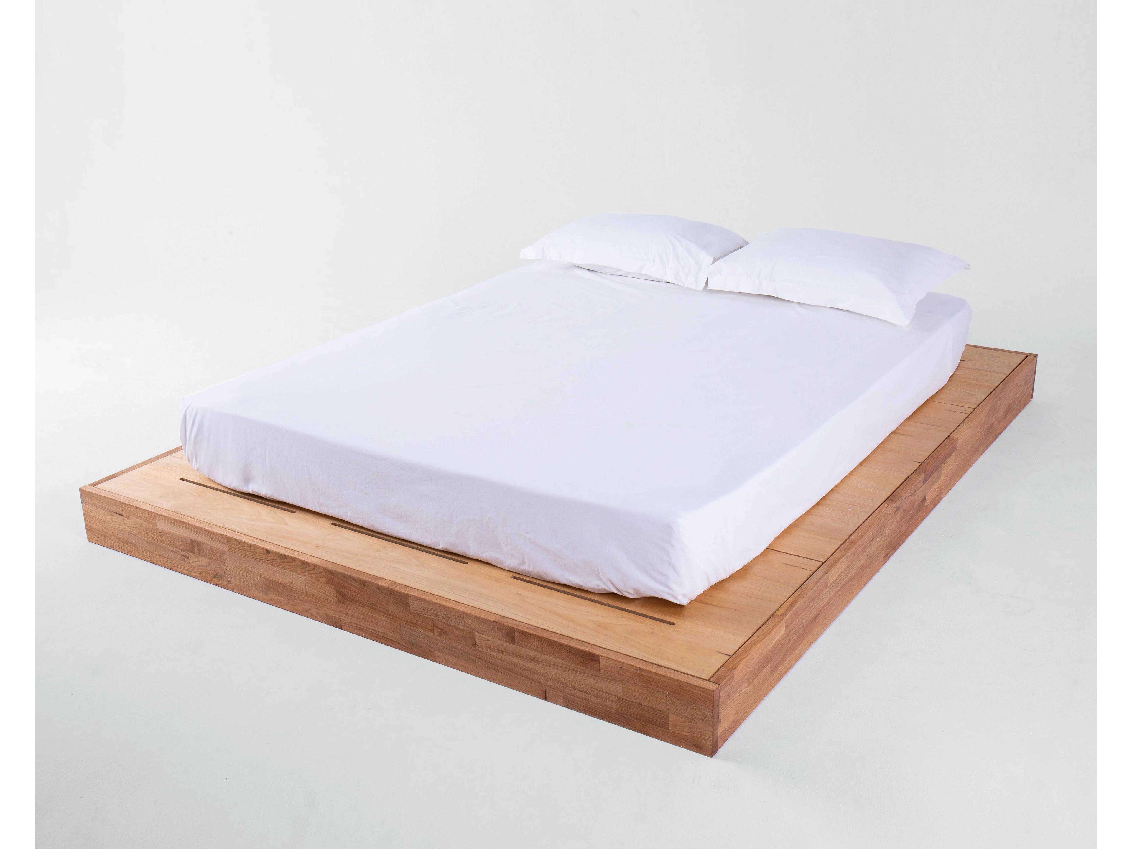 Walnut Brown Wood King Platform Bed