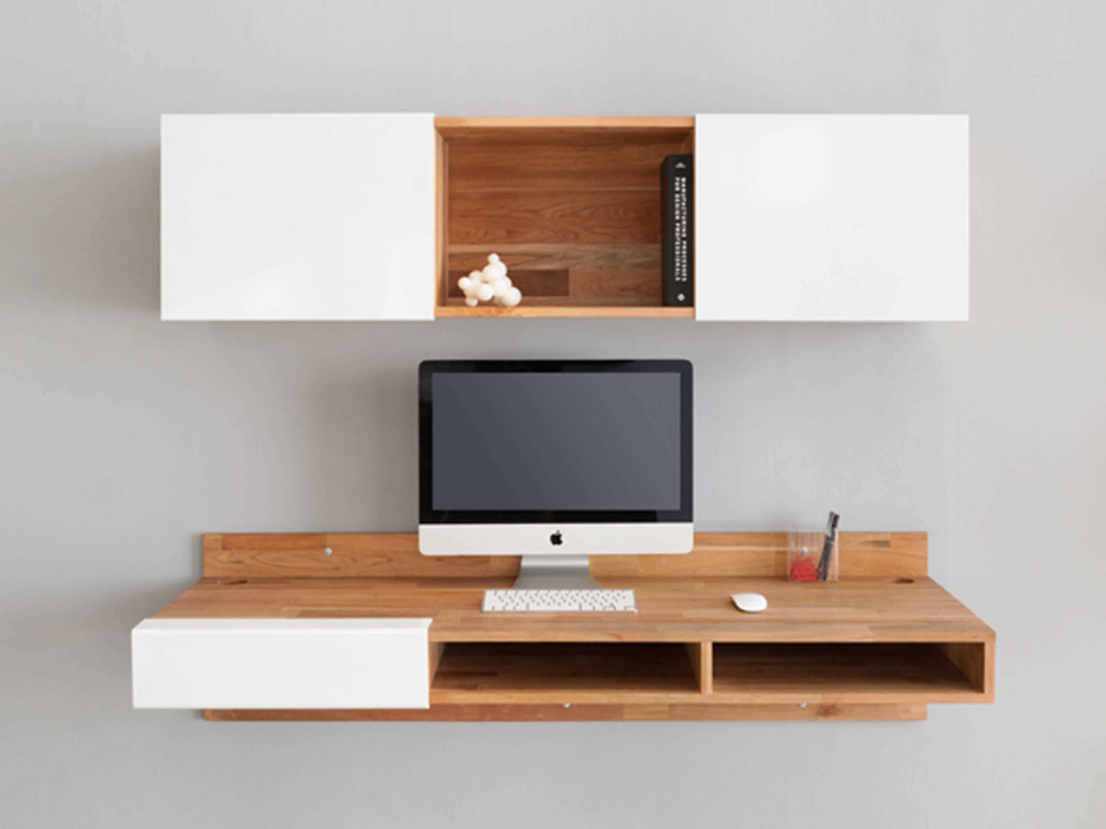 Mash Studios Floating Walnut White Brown Ash Wood Desk