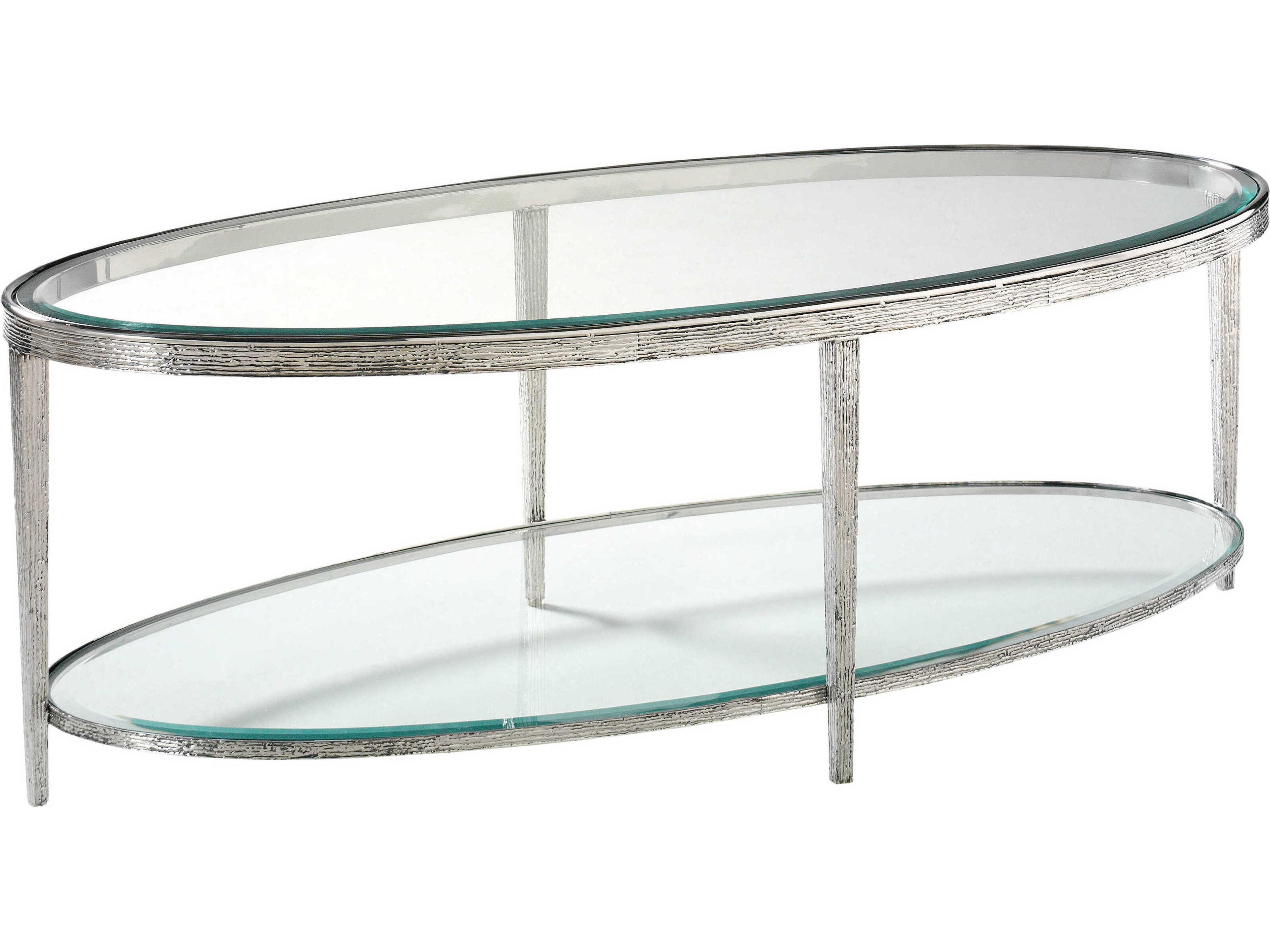 Jinx Oval Glass Nickel Cocktail Table