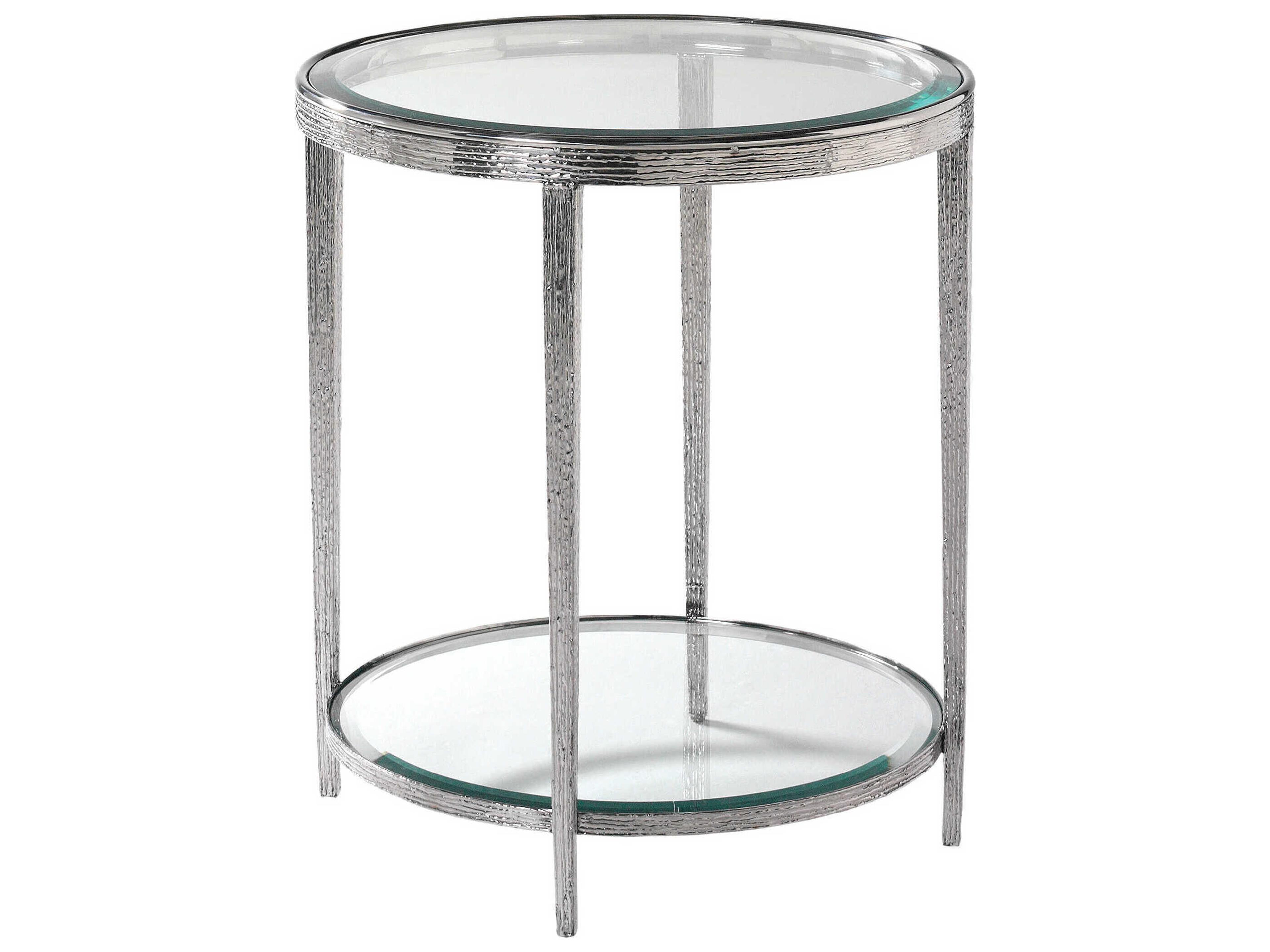 Jinx Round Glass Nickel End Table