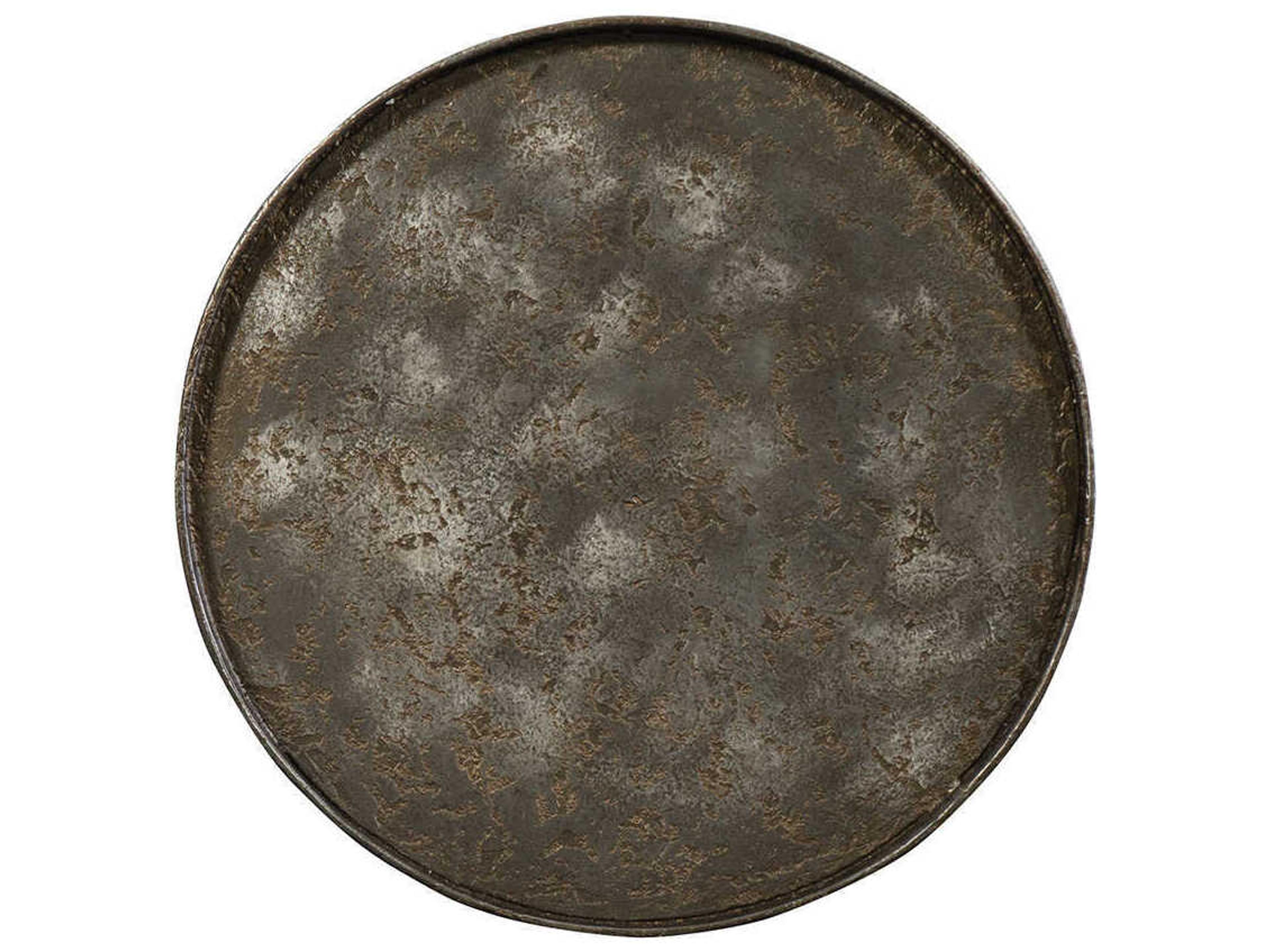 Maitland Smith Armor Round Metal Forged Iron Bronze End Table