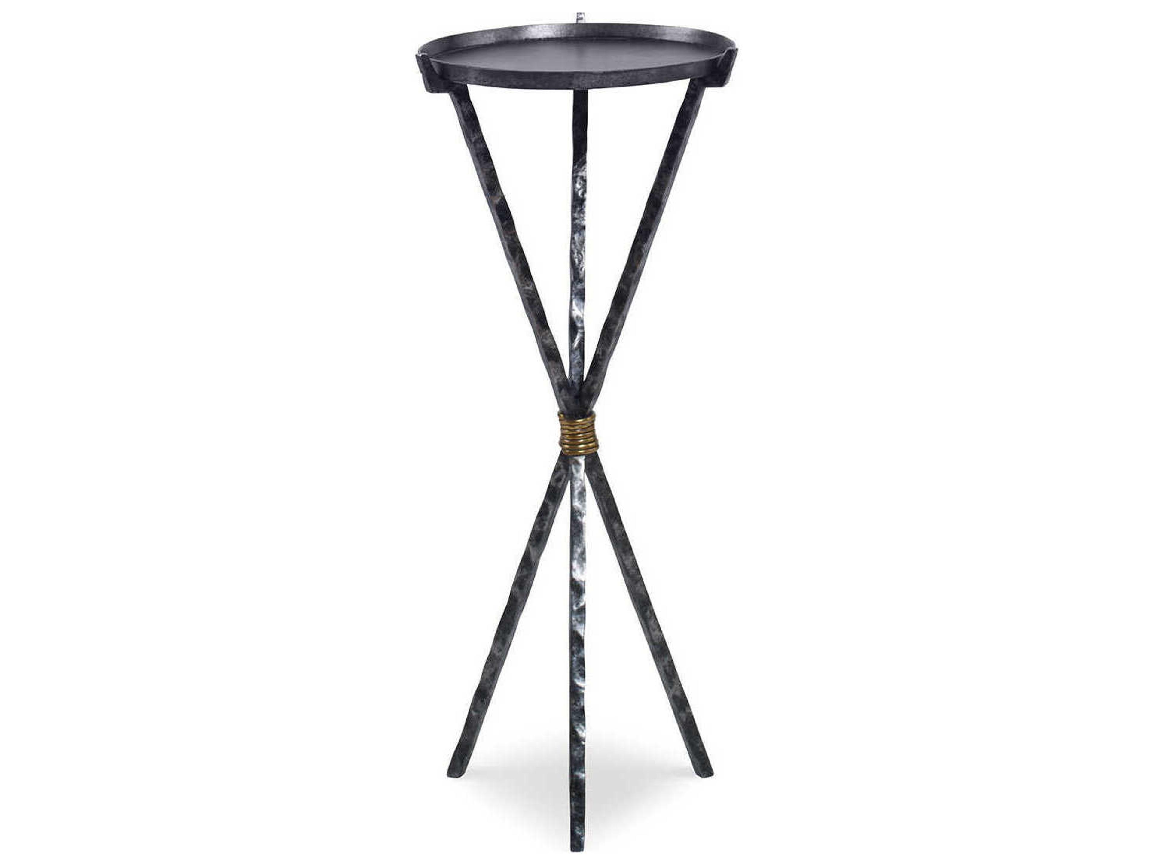 Lute Round Metal Wrought Iron End Table