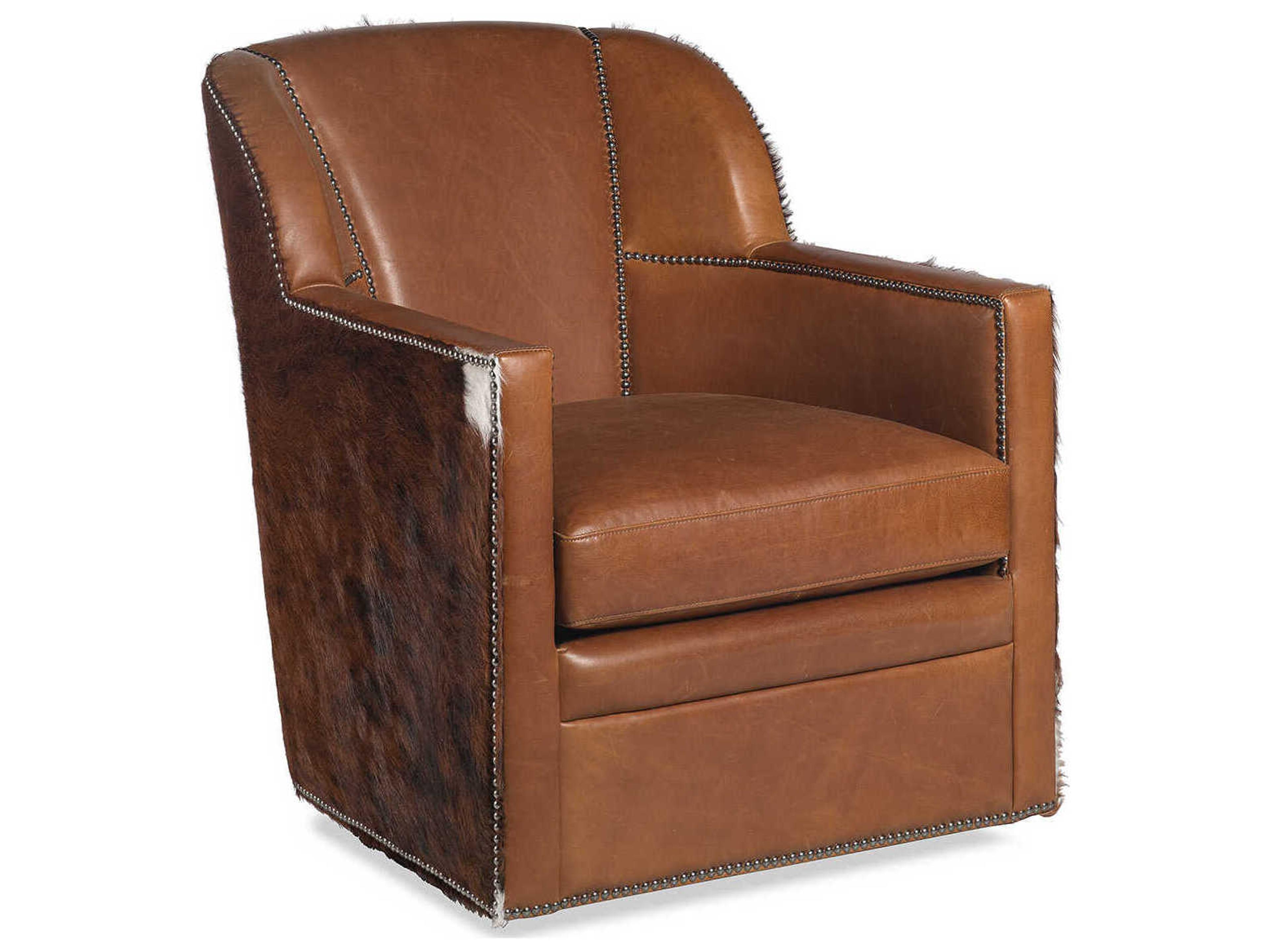 Bronson Swivel Brown Leather Accent Chair
