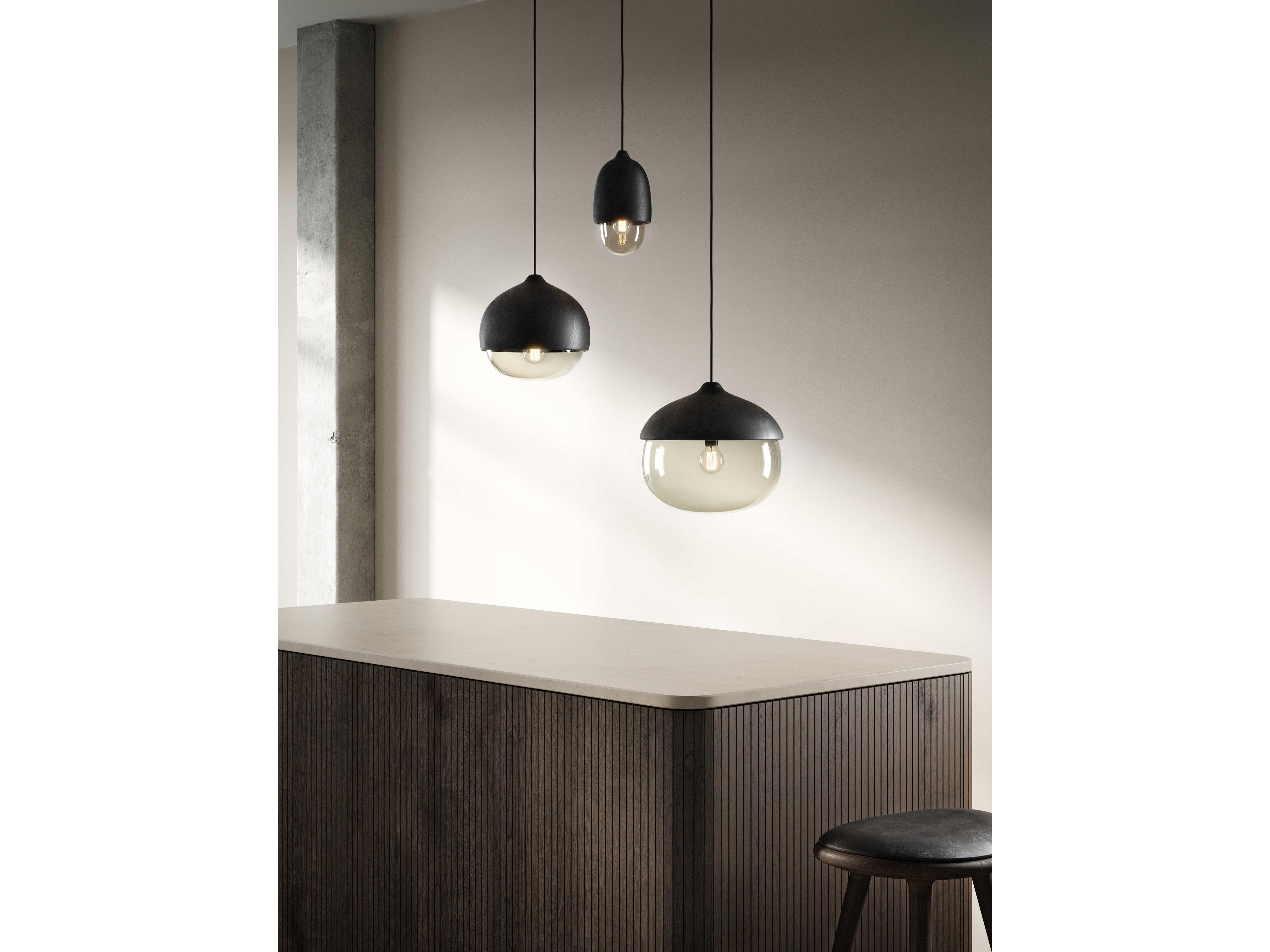 Mater Terho Black Lacquered Glass LED Bell Mini Pendant