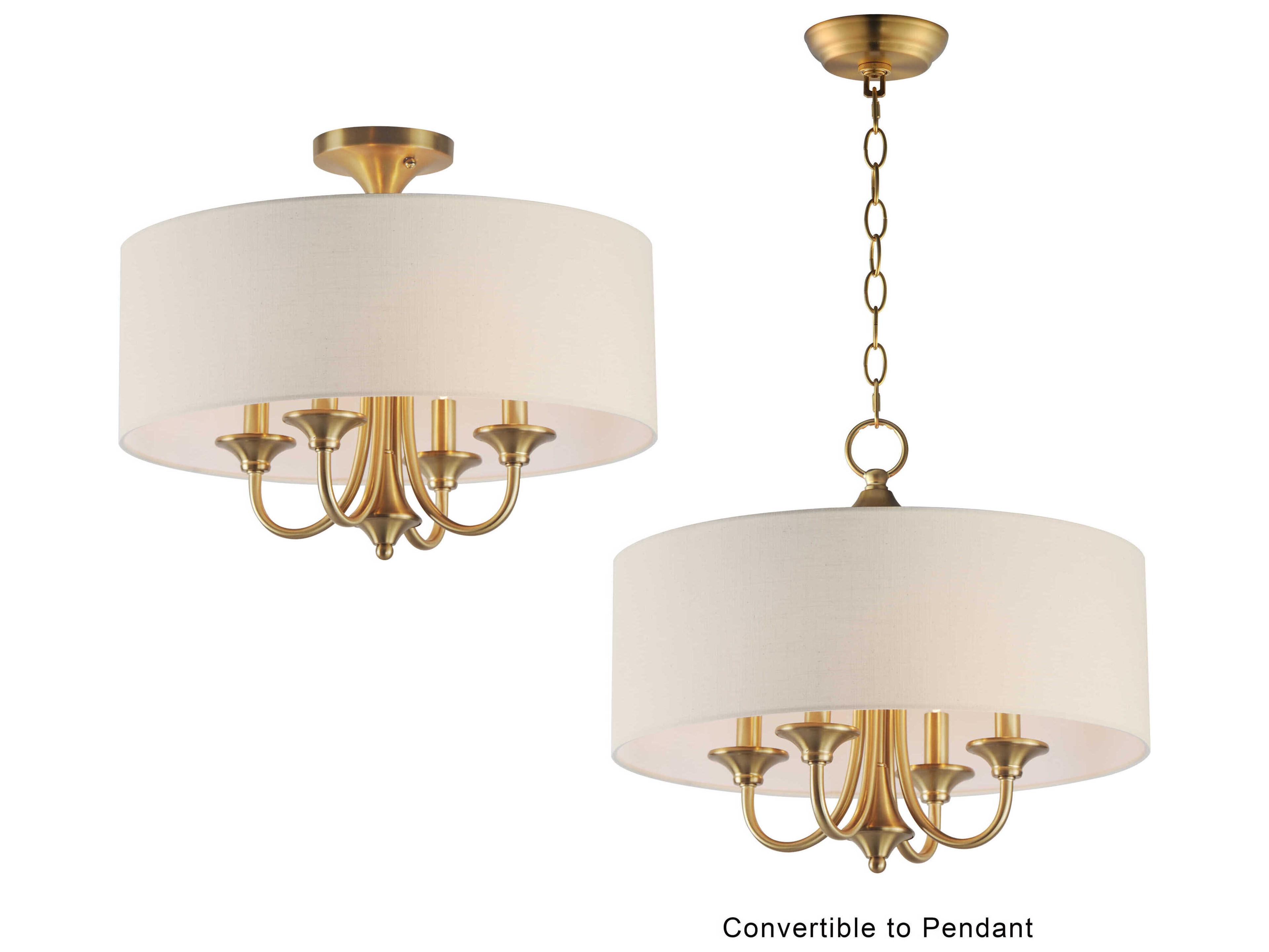 Maxim Lighting Bongo 4-Light Natural Aged Brass Drum Semi Flush Mount