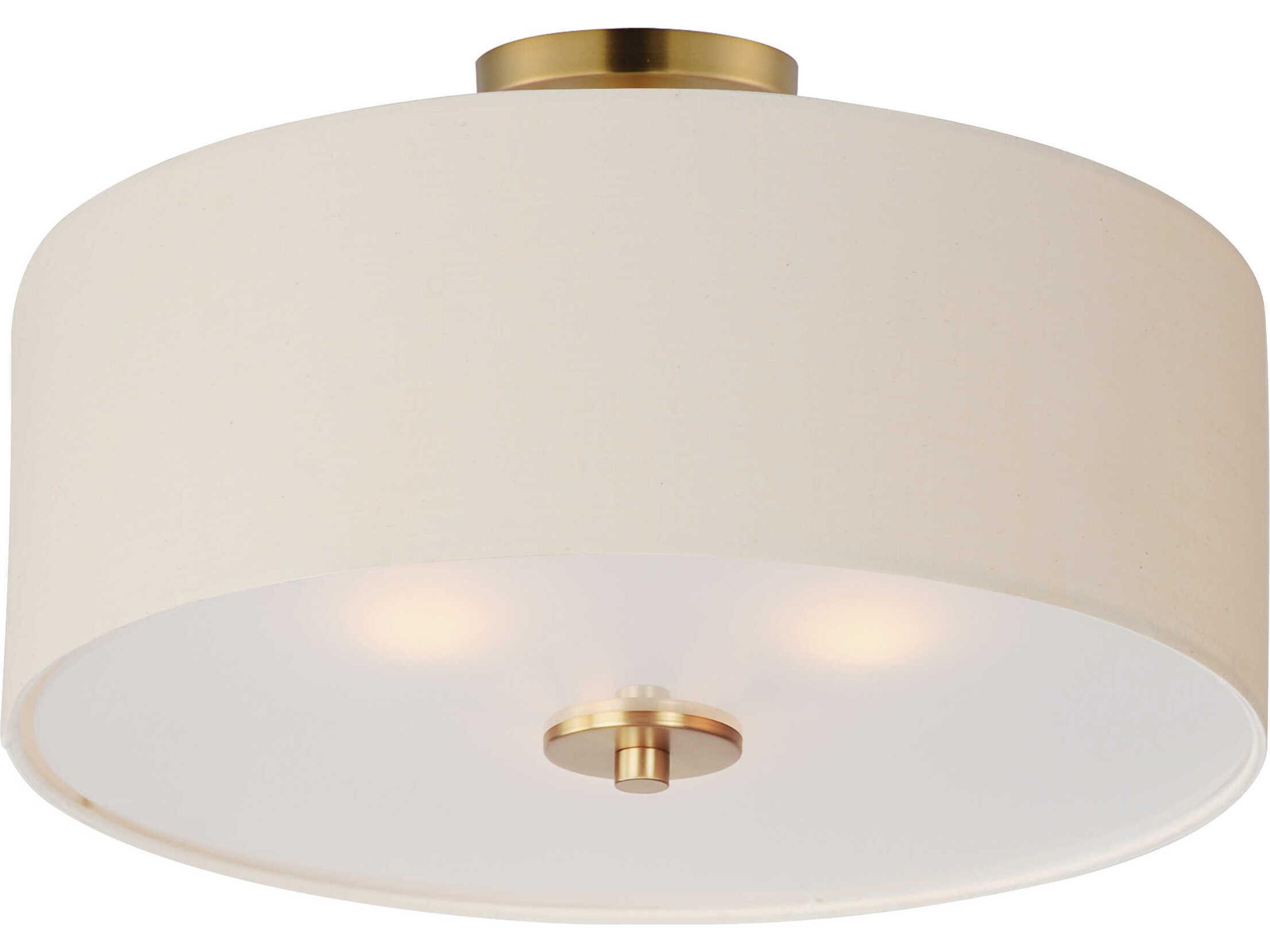 Bongo 3-Light Natural Aged Brass Drum Semi Flush Mount