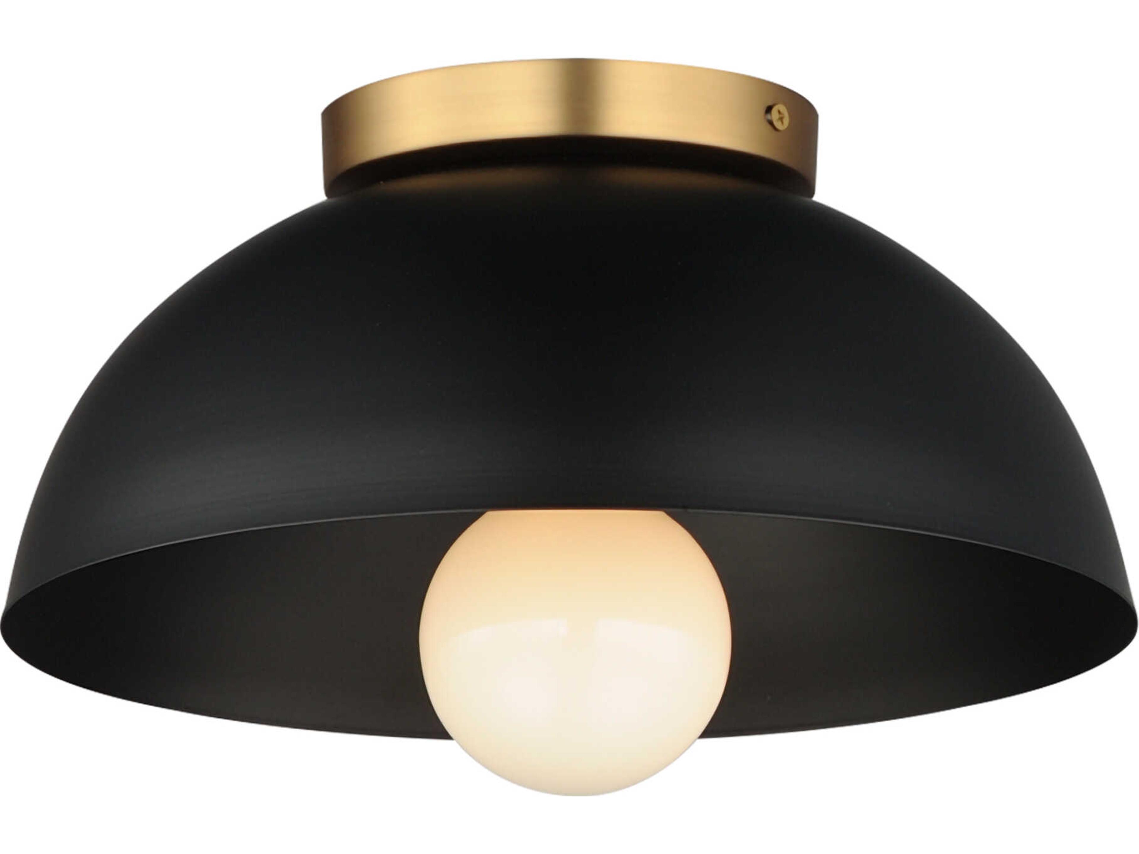 Thelonious 1-Light Black Natural Aged Brass Dome Flush Mount