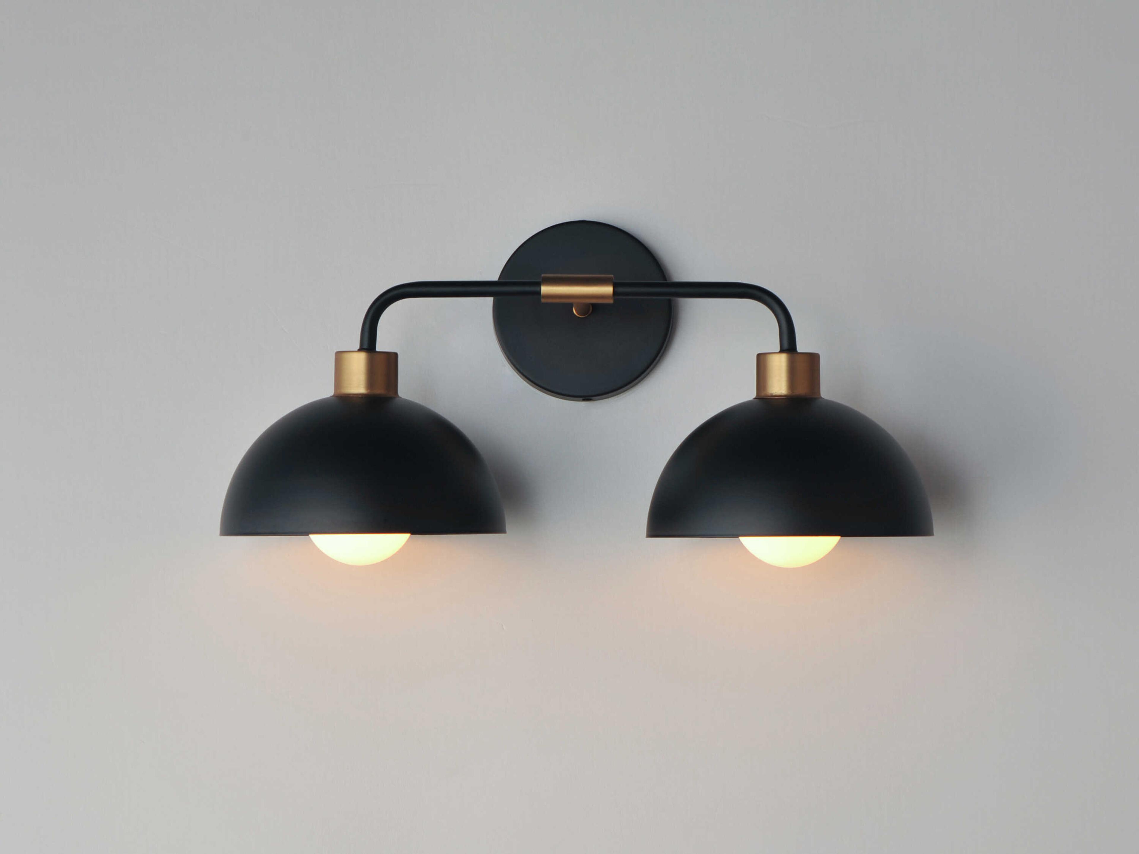Maxim Lighting Thelonious 2-Light Black Natural Aged Brass Vanity Light