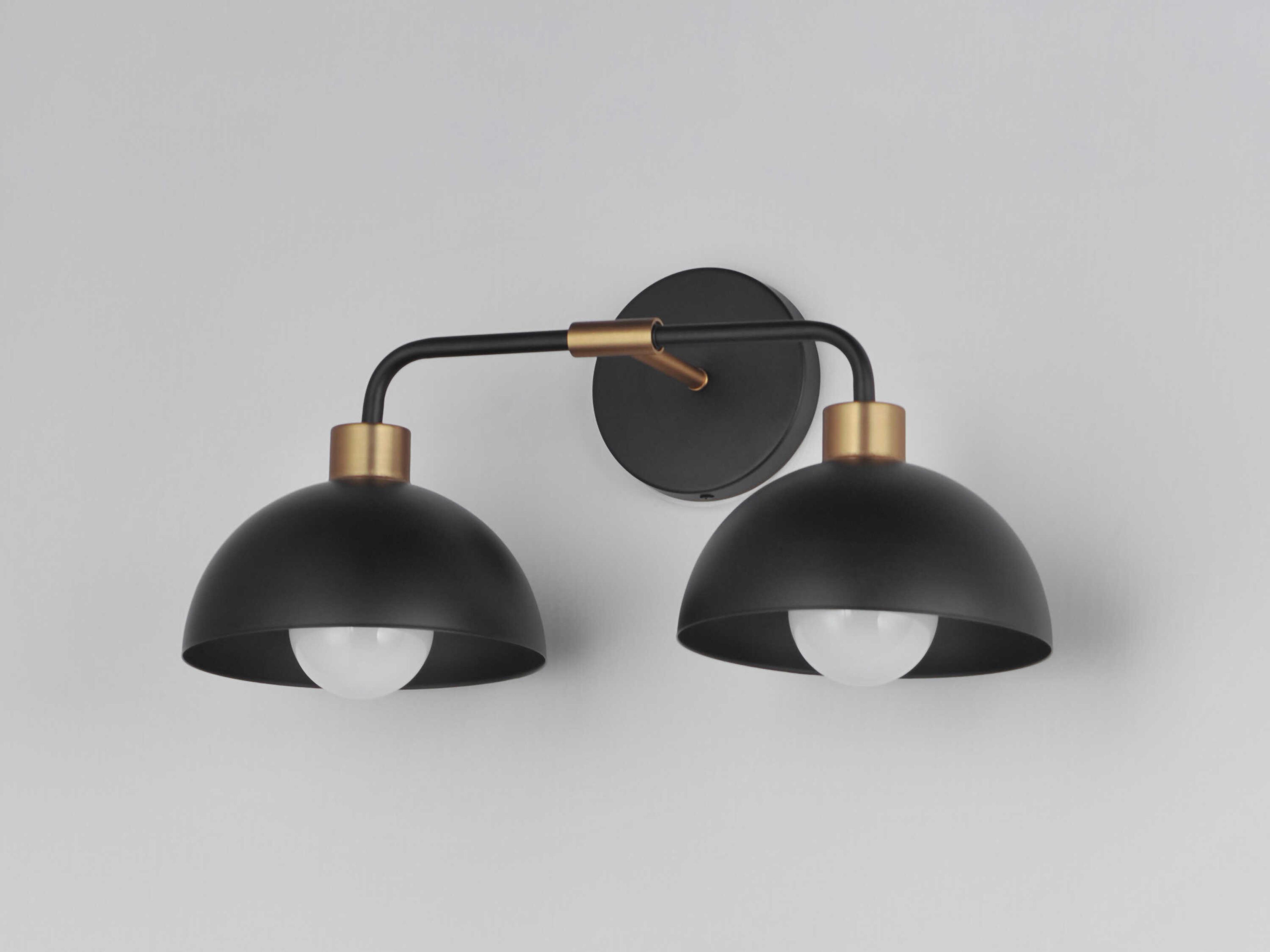 Maxim Lighting Thelonious 2-Light Black Natural Aged Brass Vanity Light