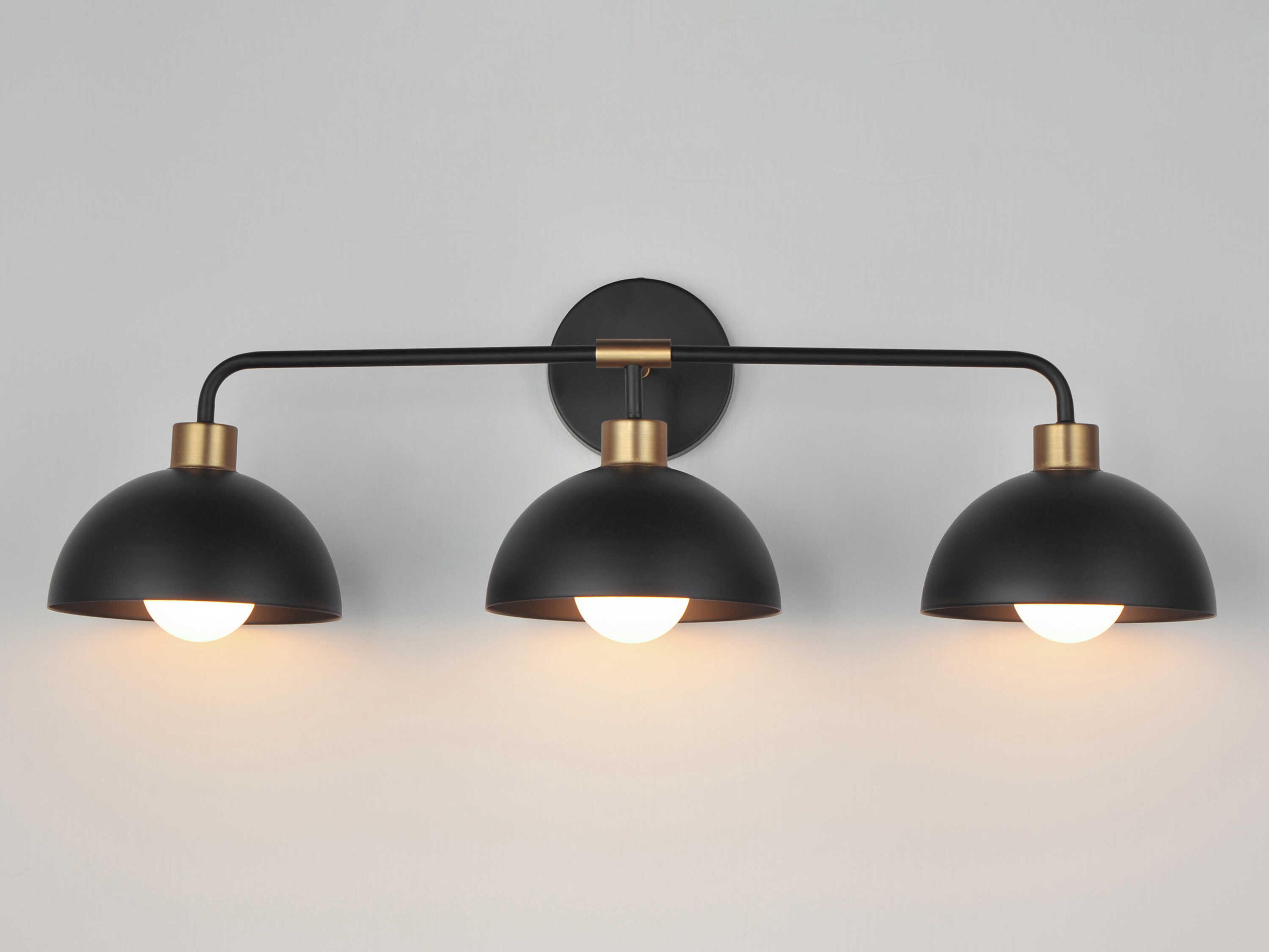 Maxim Lighting Thelonious 3-Light Black Natural Aged Brass Vanity Light