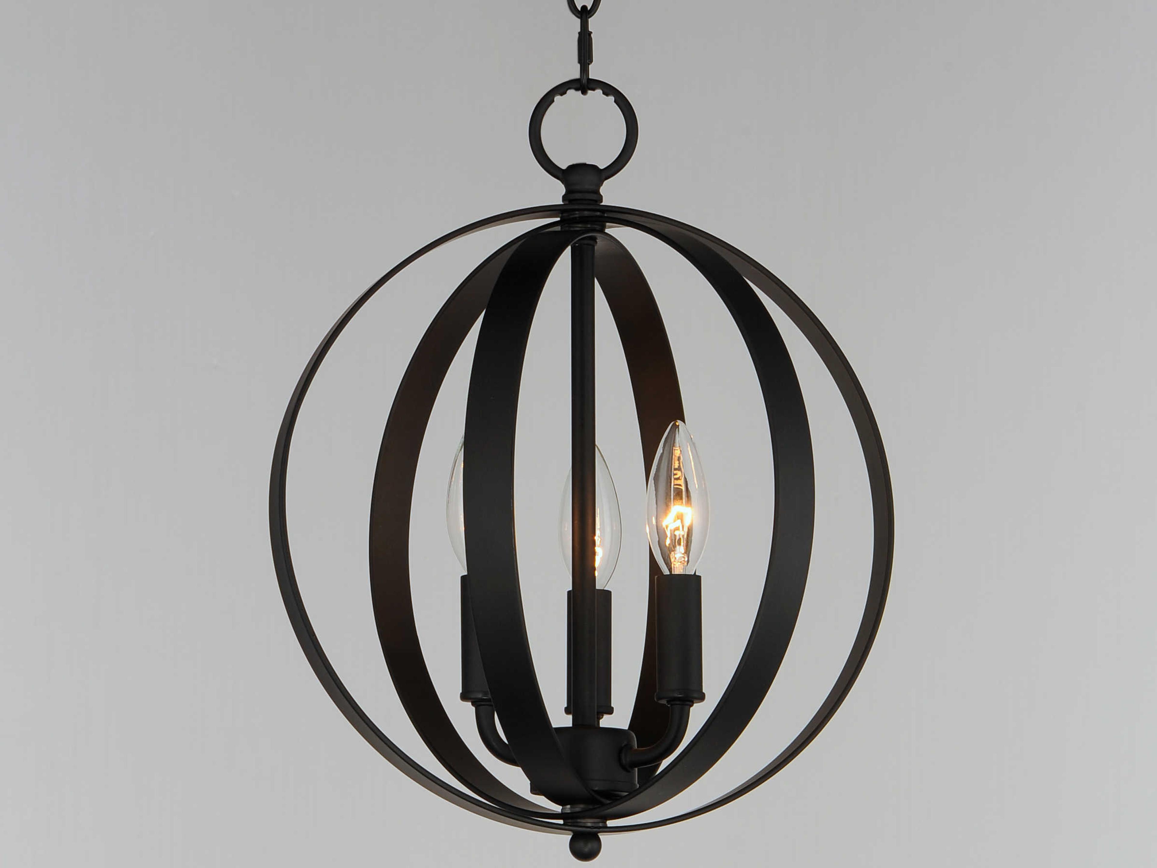 Maxim Lighting Provident 3-Light Black Candelabra Globe Chandelier