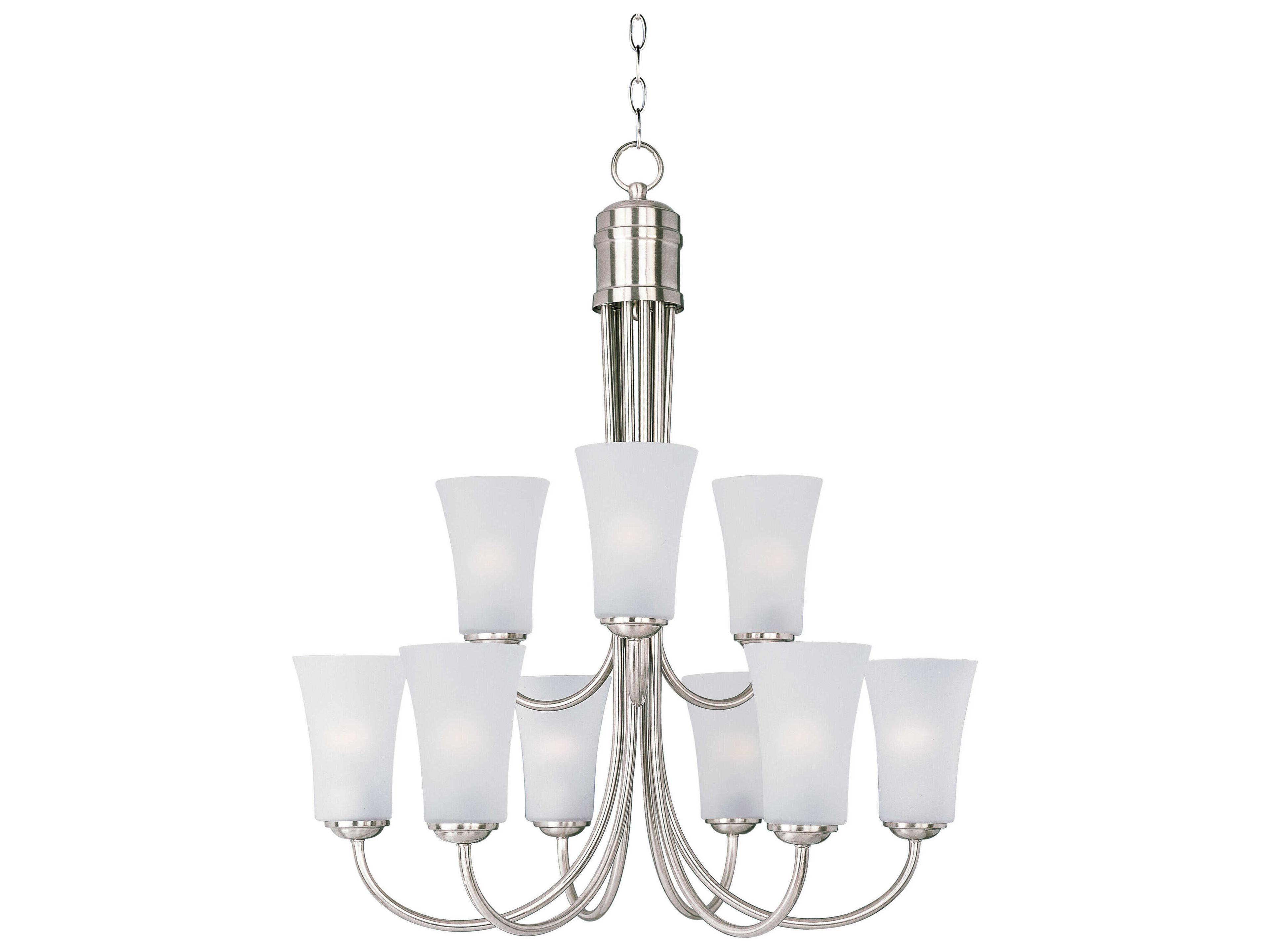 Logan 9-Light Satin Nickel Glass Bell Tiered Chandelier