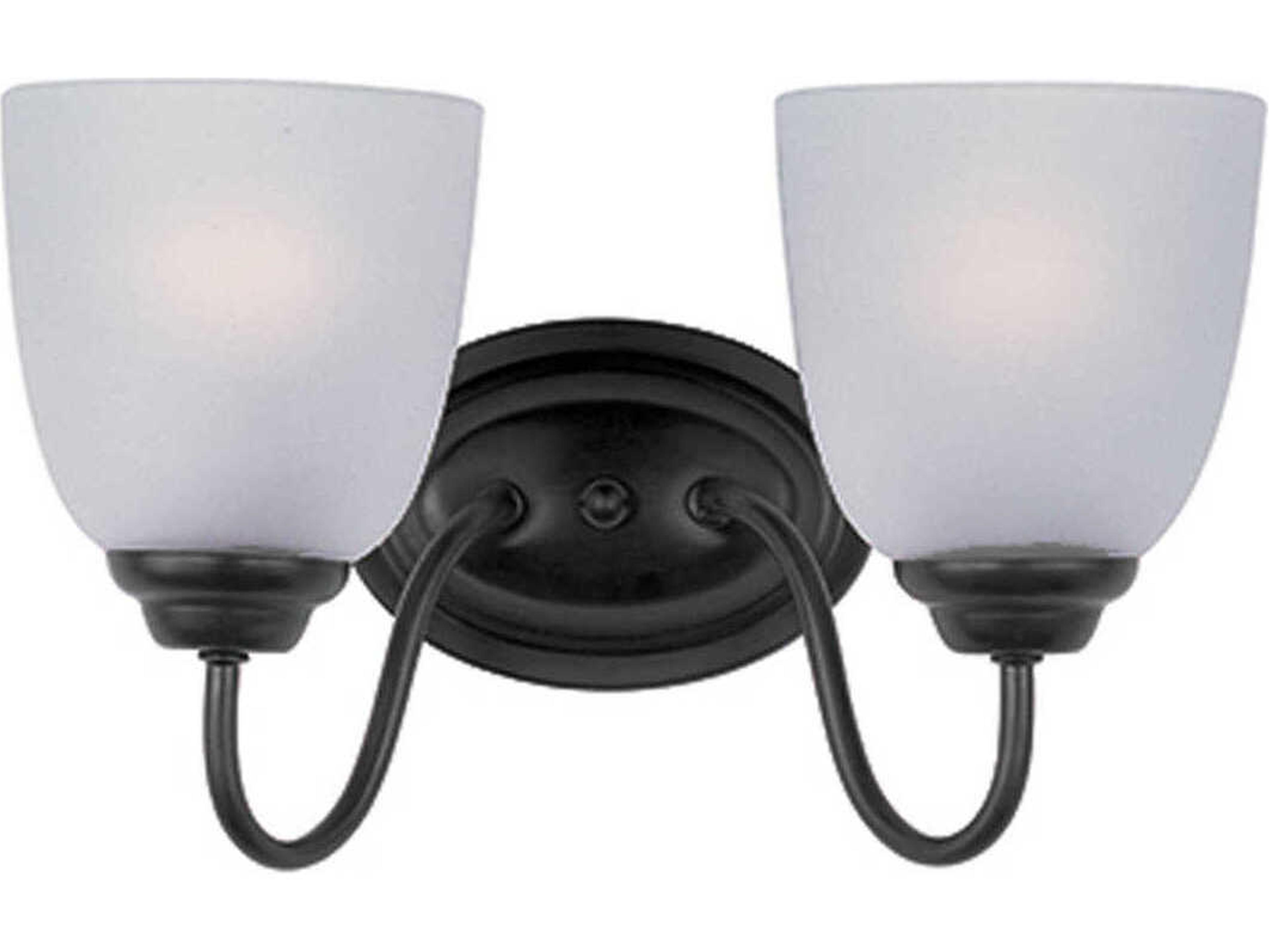 Stefan 2-Light Black Glass Vanity Light