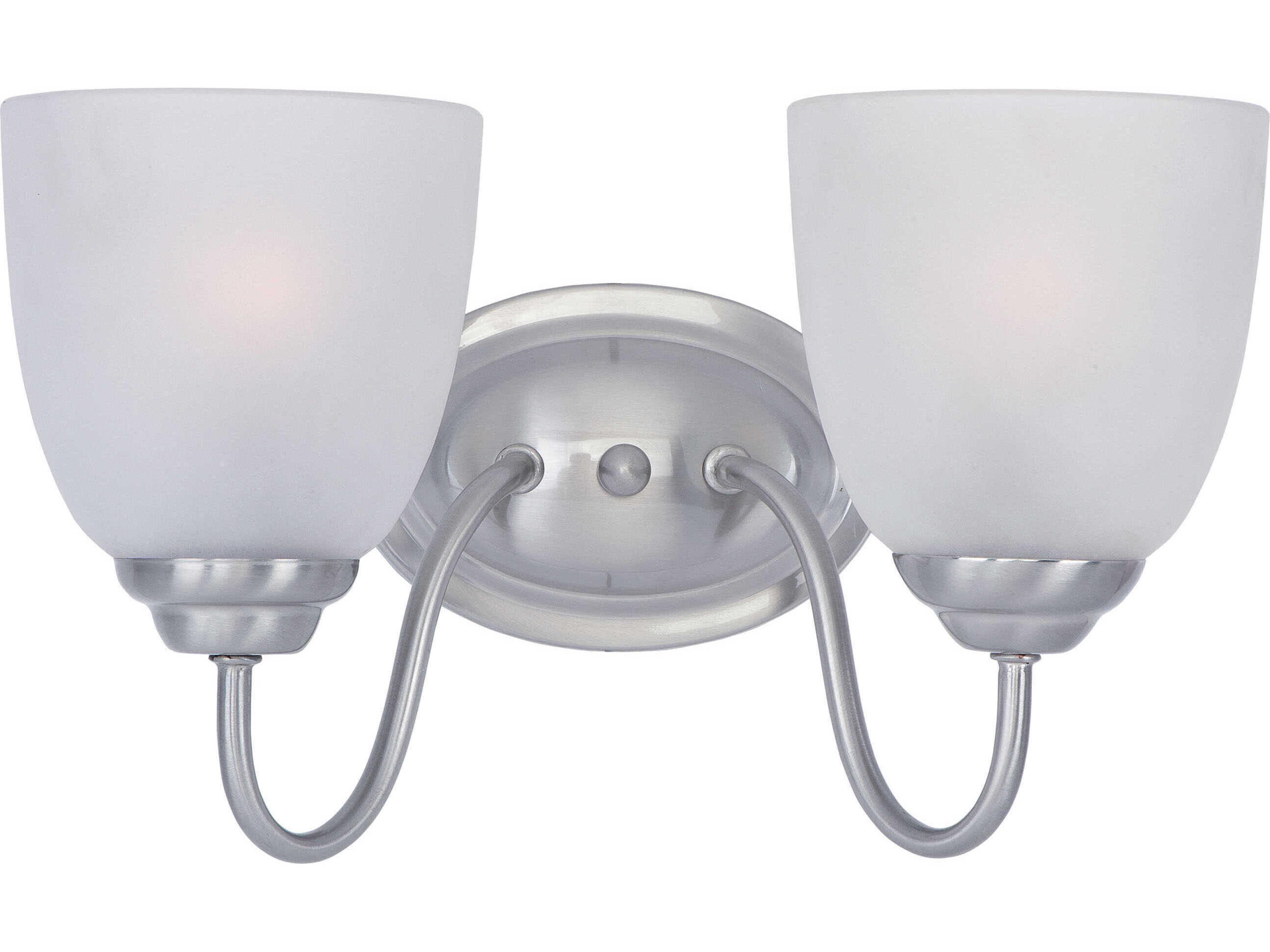 Stefan 2-Light Satin Nickel Glass Vanity Light