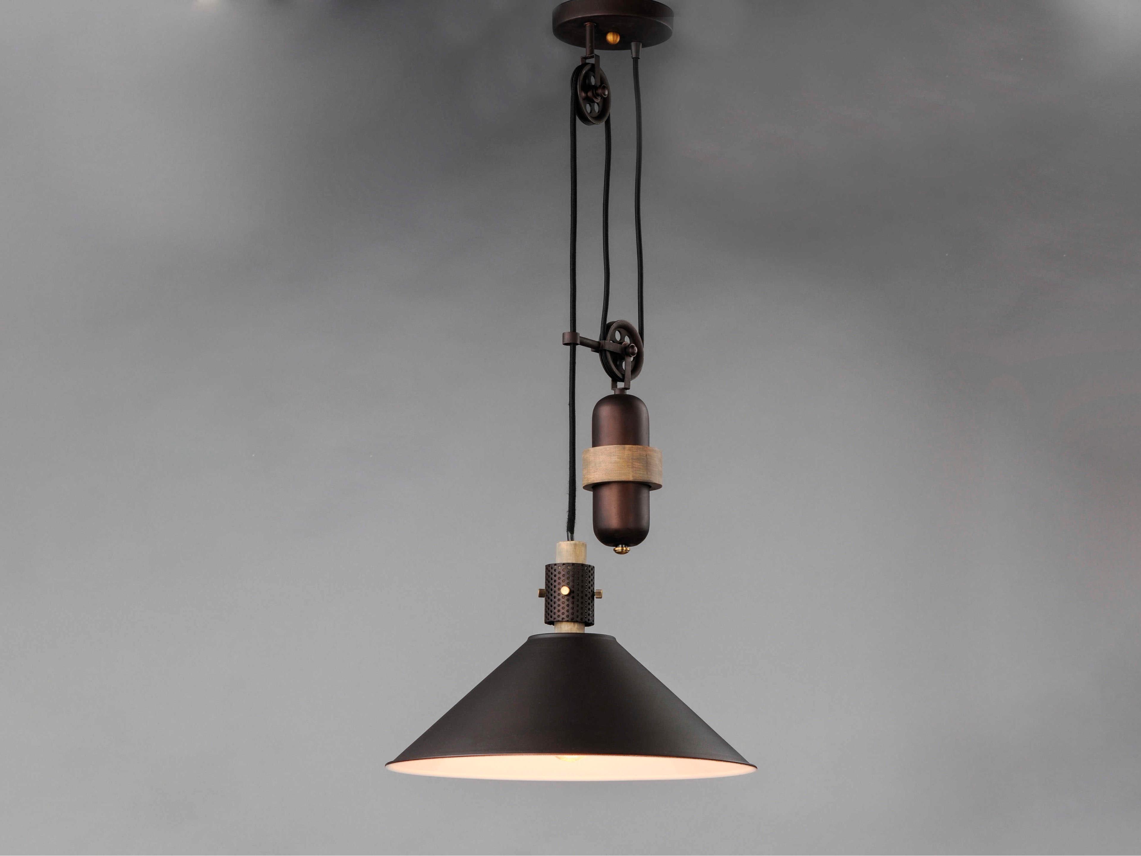 Maxim Lighting Tucson 1-Light Oil Rubbed Bronze Weathered Wood Brown Empire Pendant
