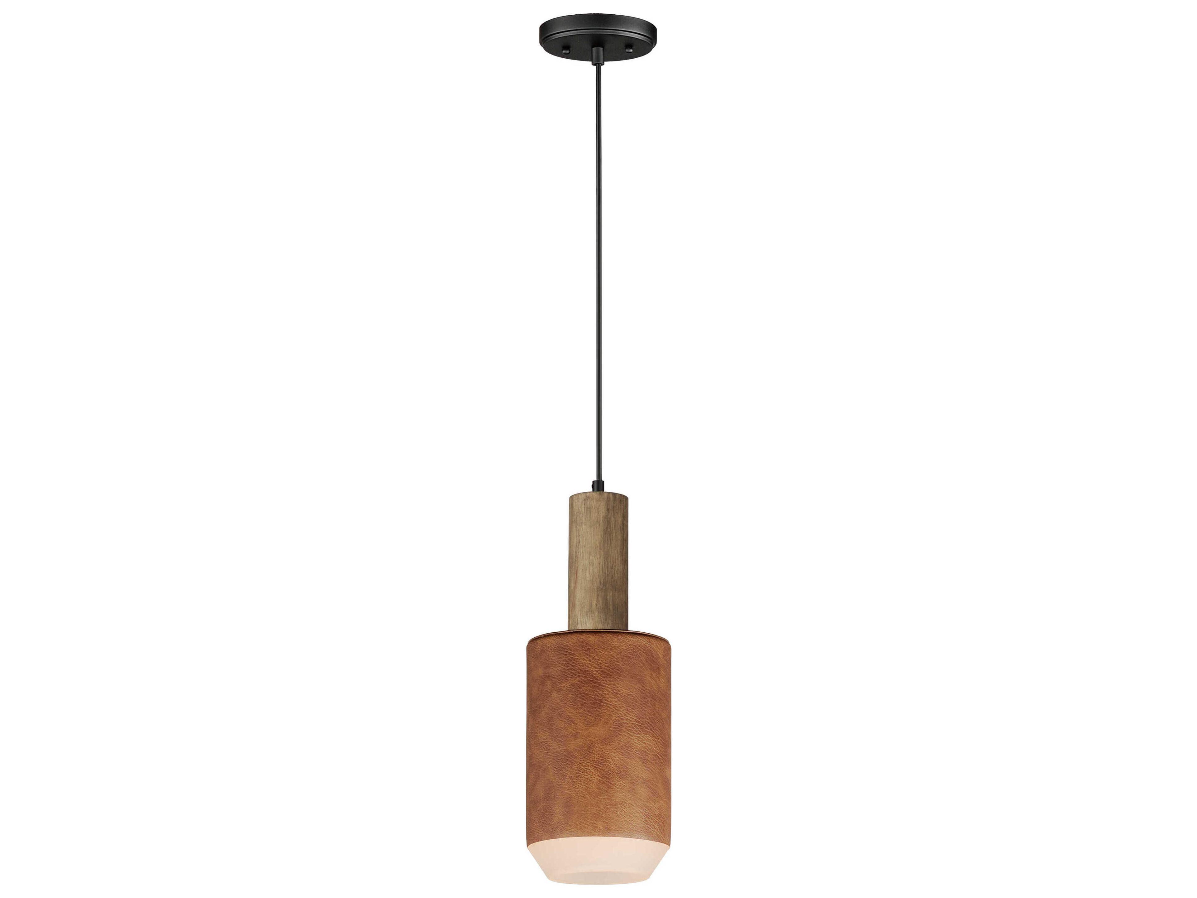 Scout 1-Light Weathered Wood Tan Leather Brown Glass LED Mini Pendant