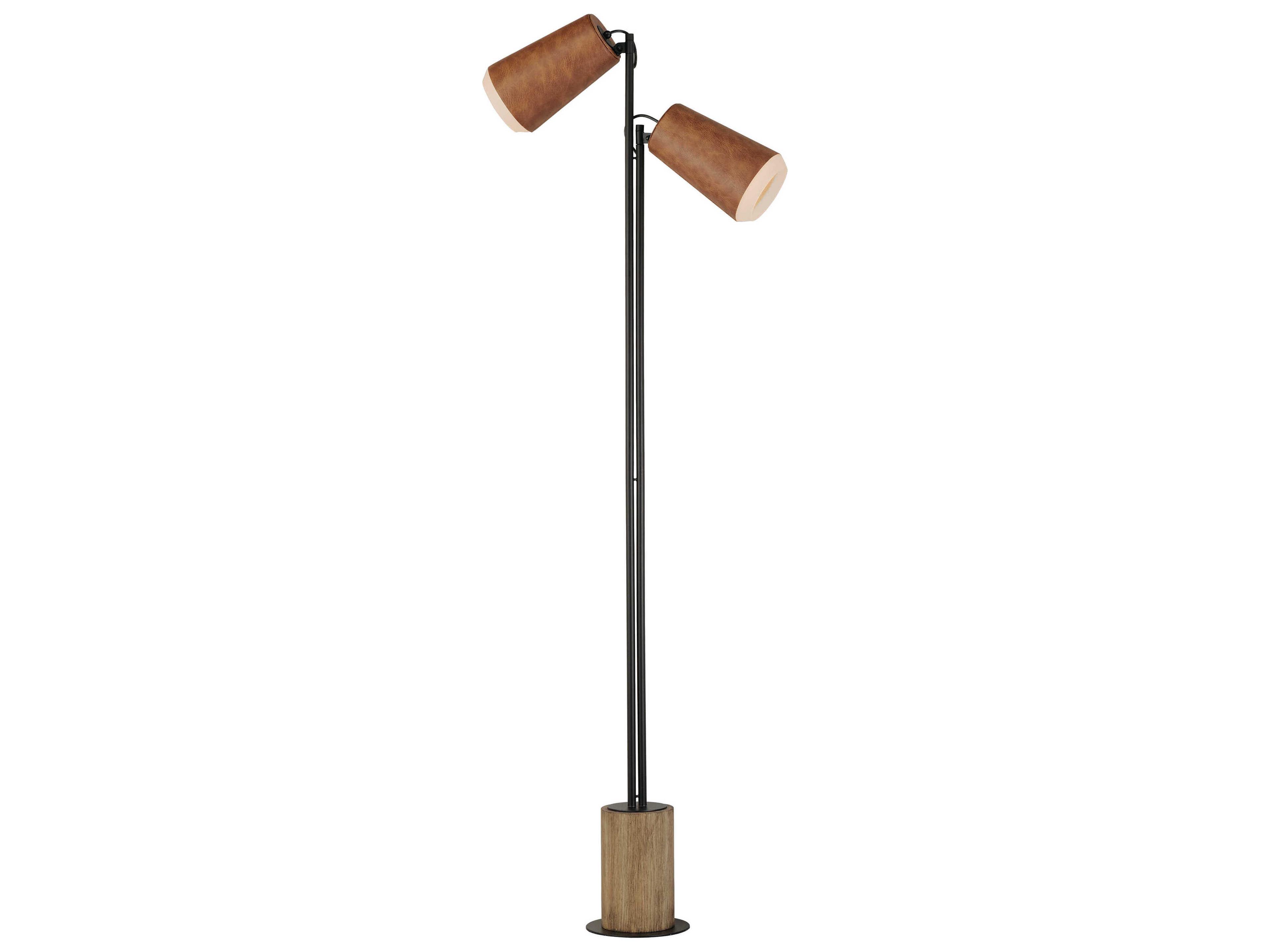 Scout Weathered Wood Tan Leather Brown Glass Floor Lamp