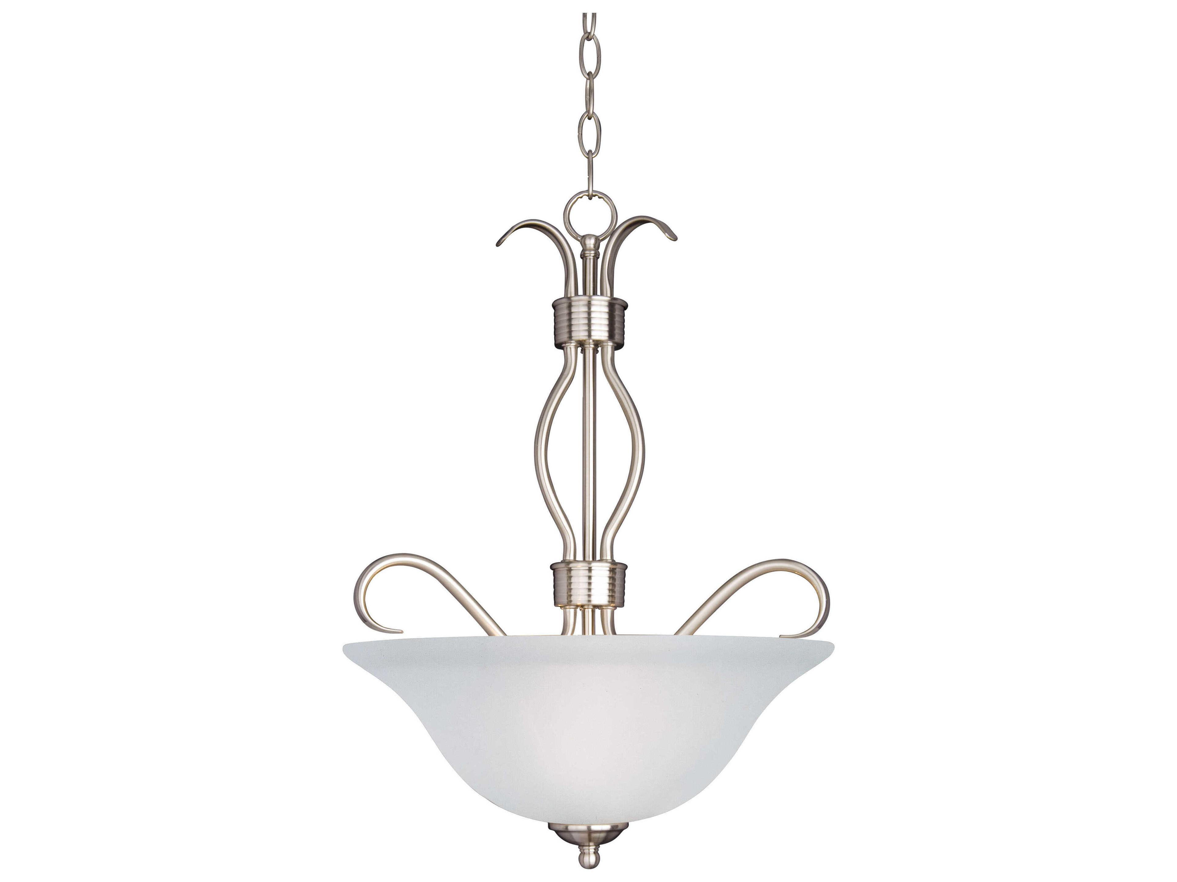 Basix 3-Light Invert Bowl Pendant Light in Satin Nickel with Frosted Glass