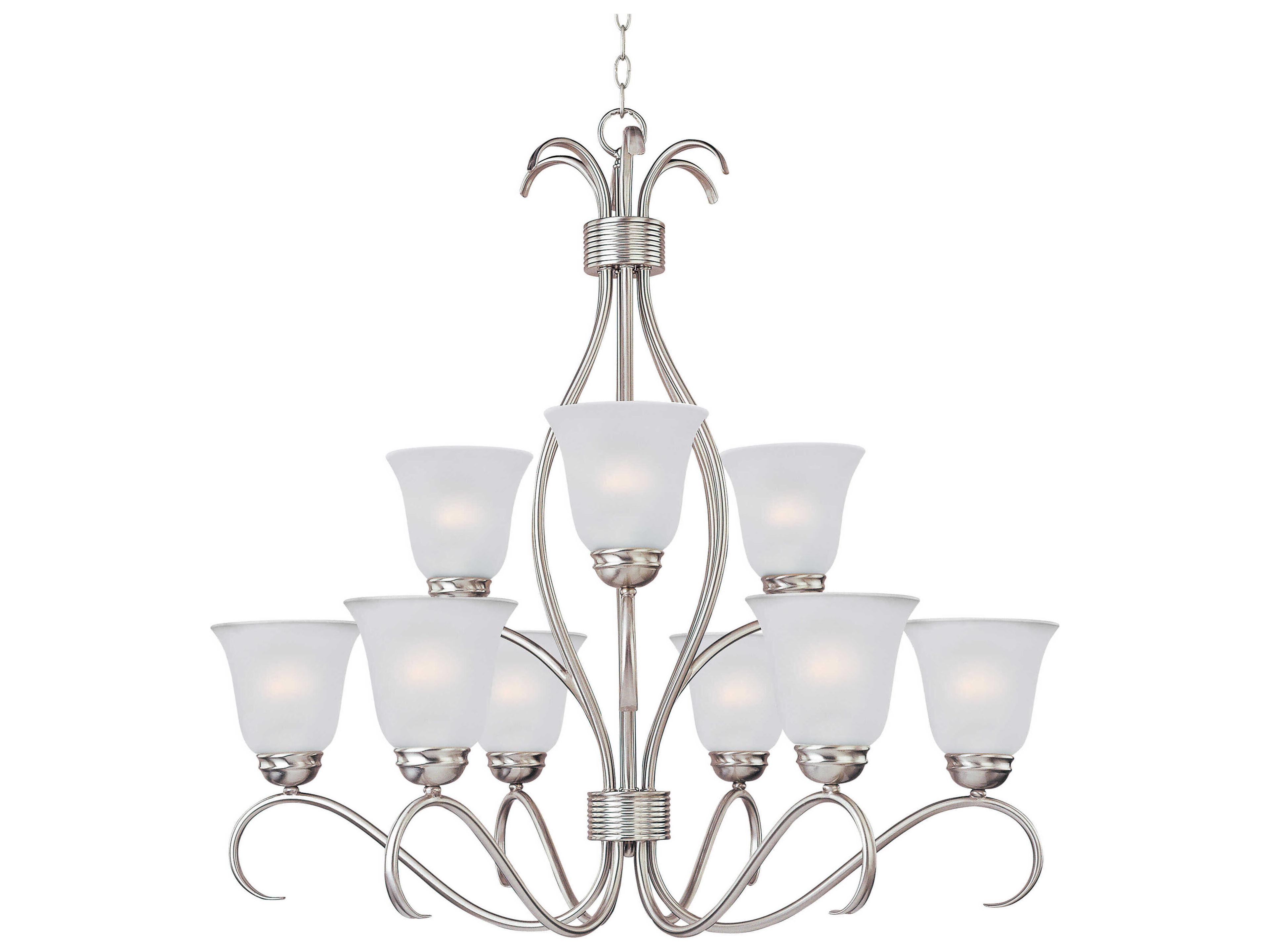Basix 9-Light Satin Nickel Glass Bell Tiered Chandelier