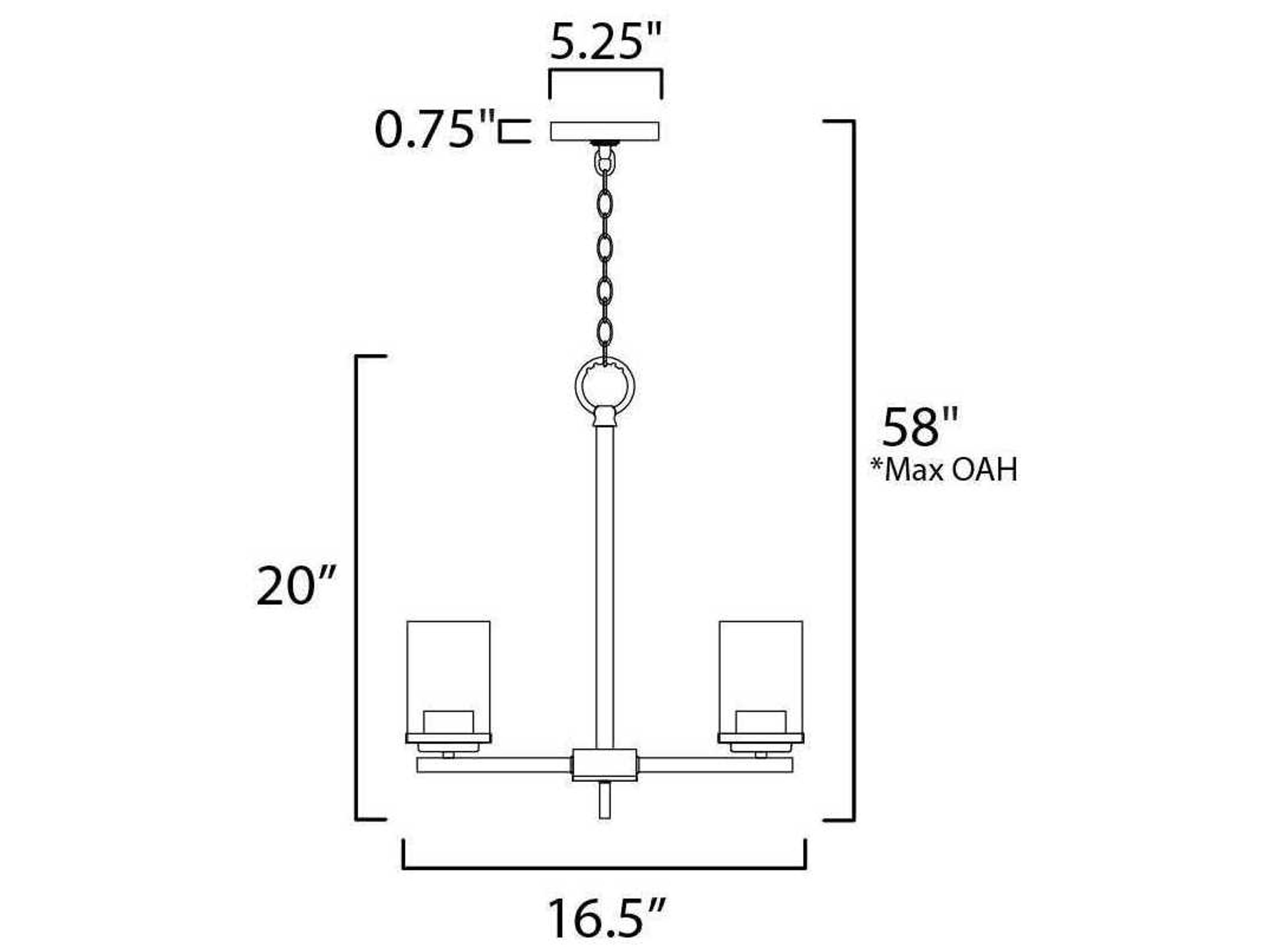 Maxim Lighting Corona 3-Light Black Glass Cylinder Chandelier