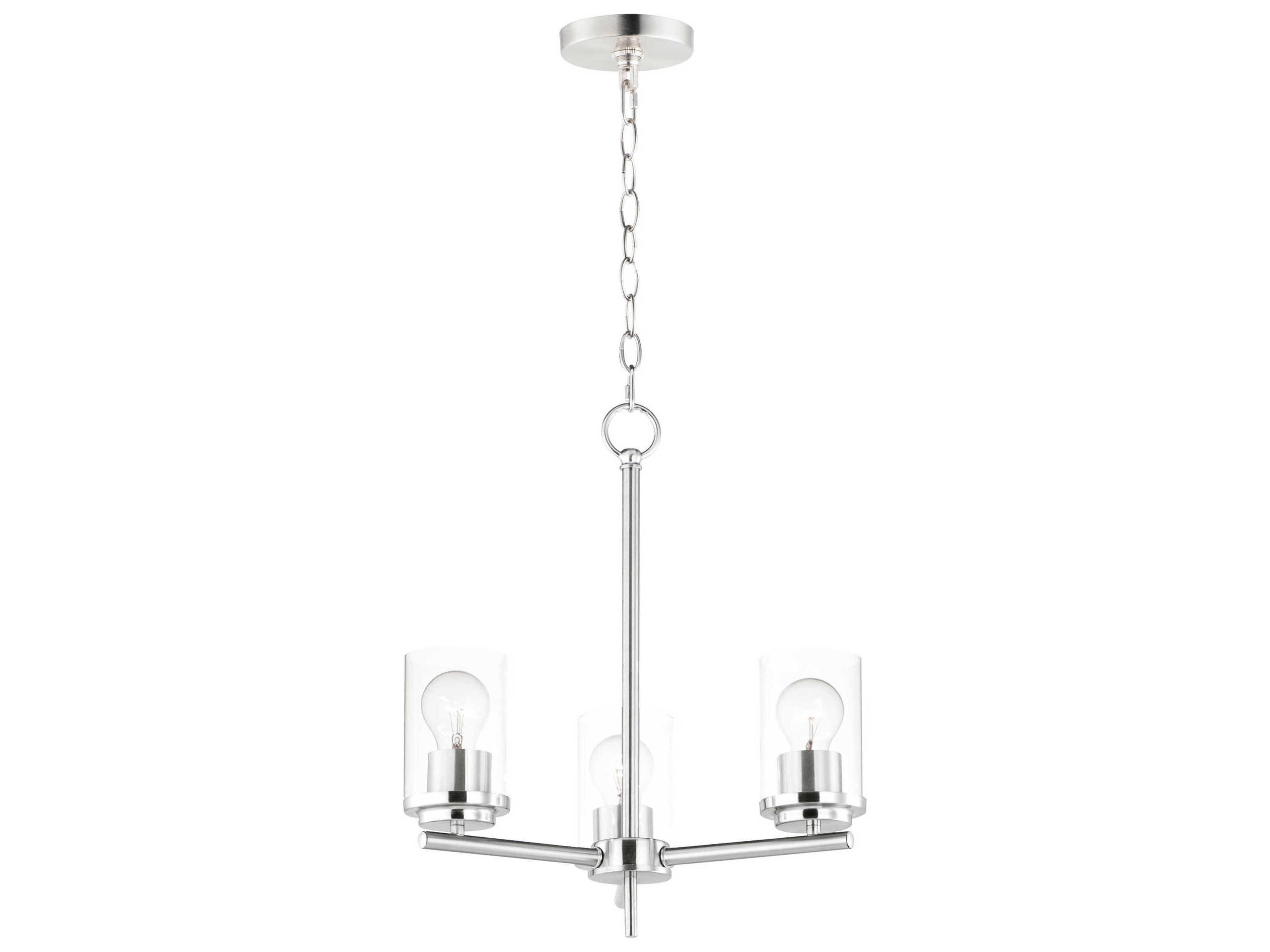 Corona 3-Light Satin Nickel Glass Cylinder Chandelier