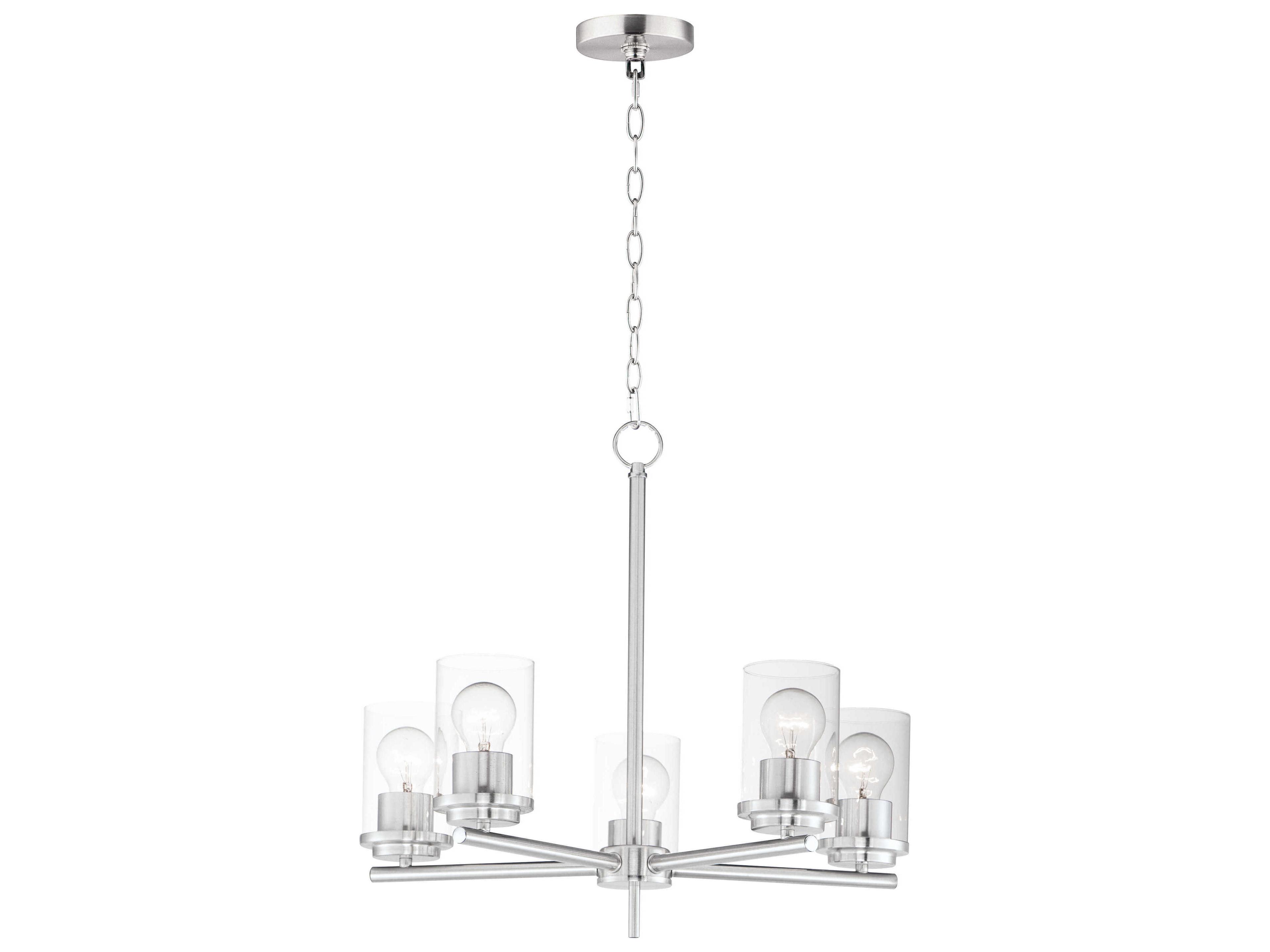 Corona 5-Light Satin Nickel Glass Cylinder Chandelier