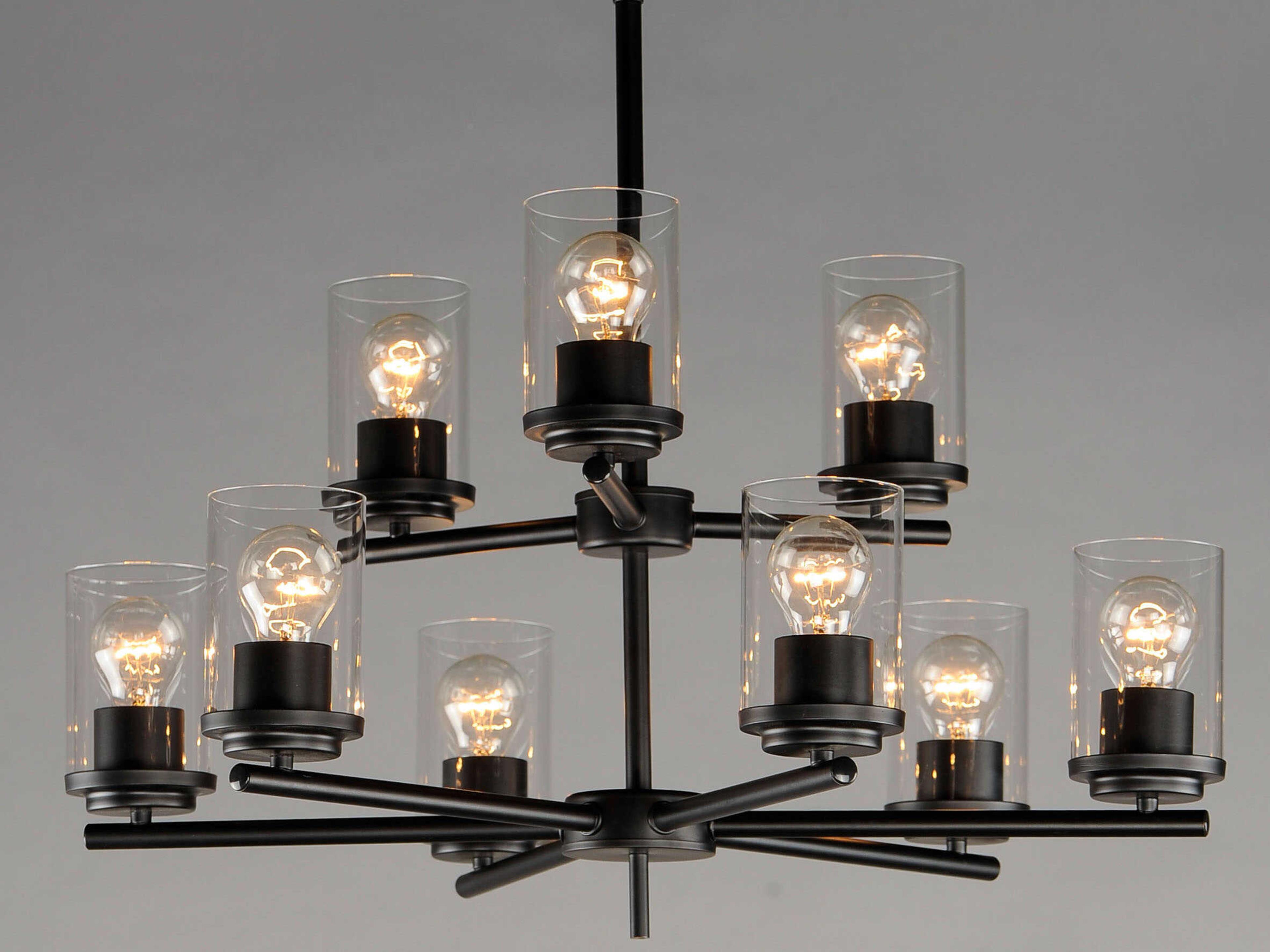 Maxim Lighting Corona 9-Light Black Glass Cylinder Chandelier