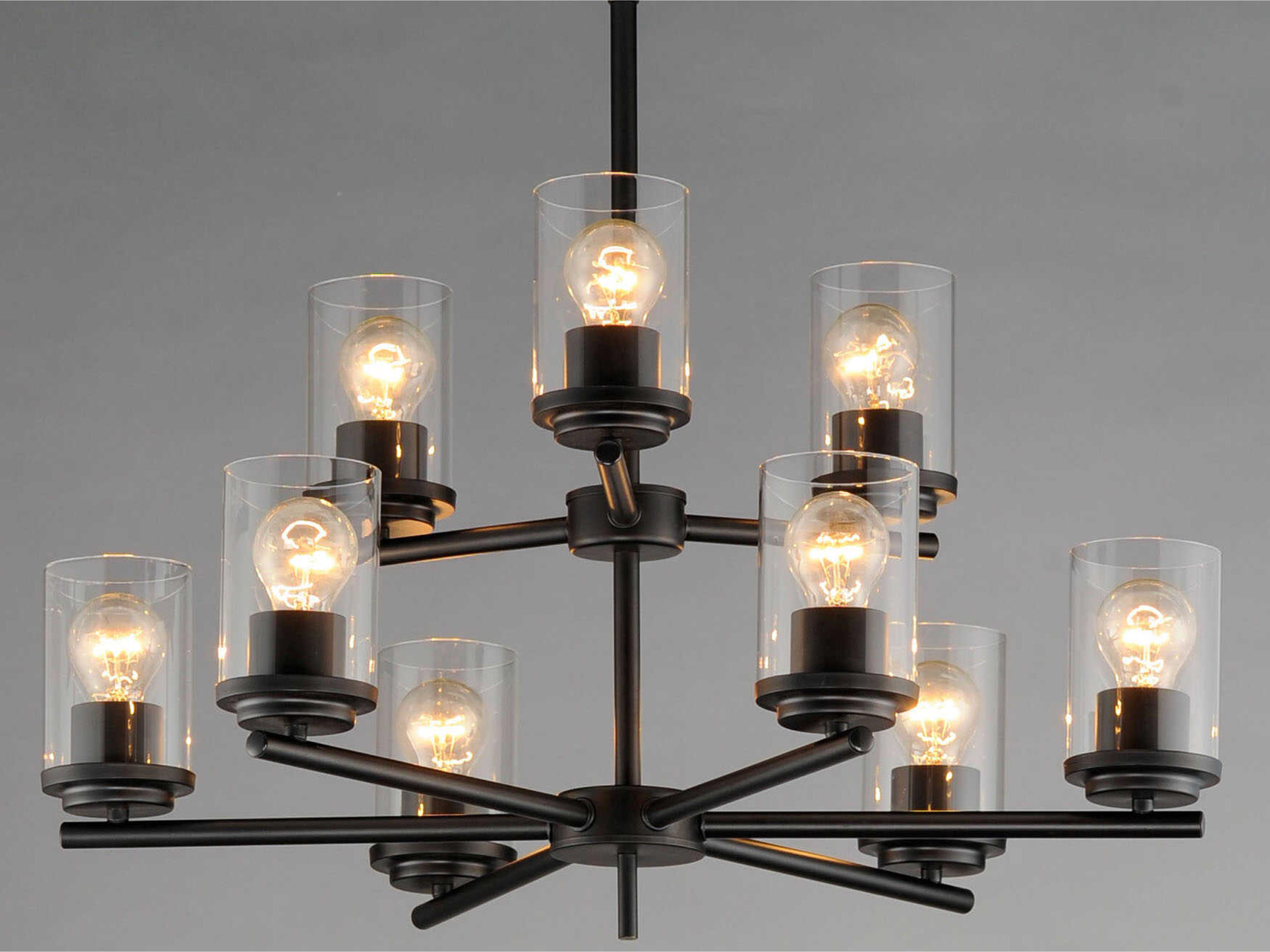 Maxim Lighting Corona 9-Light Black Glass Cylinder Chandelier