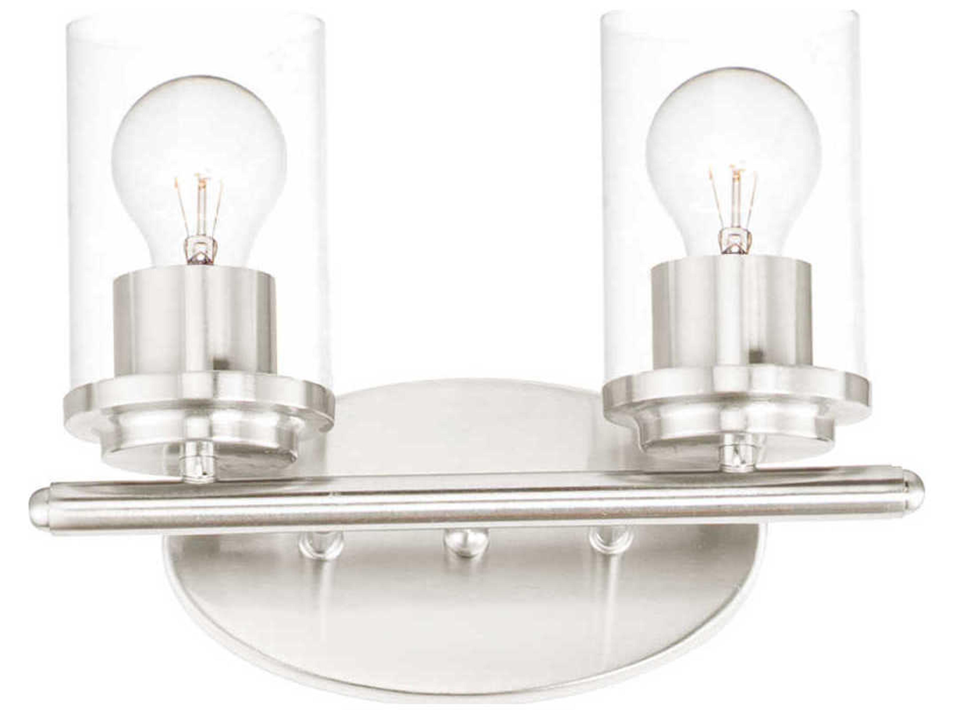 Corona 2-Light Satin Nickel Glass Vanity Light