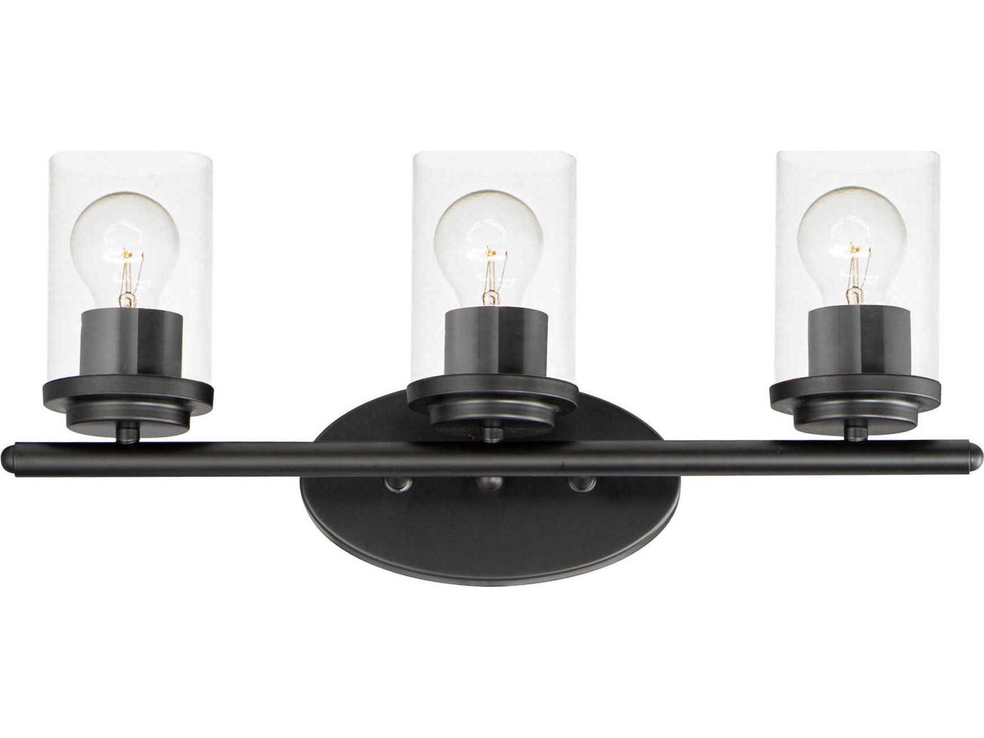 Corona 3-Light Black Glass Vanity Light