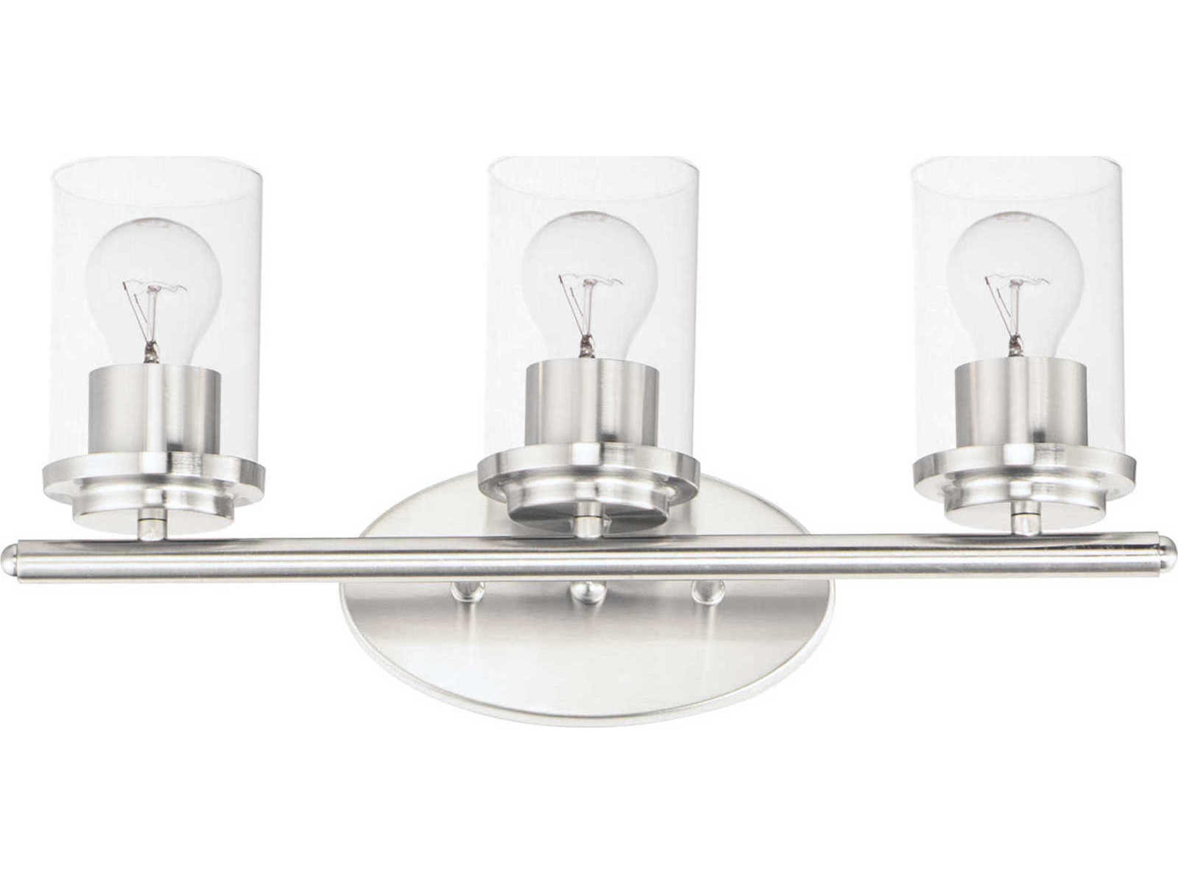 Corona 3-Light Satin Nickel Glass Vanity Light