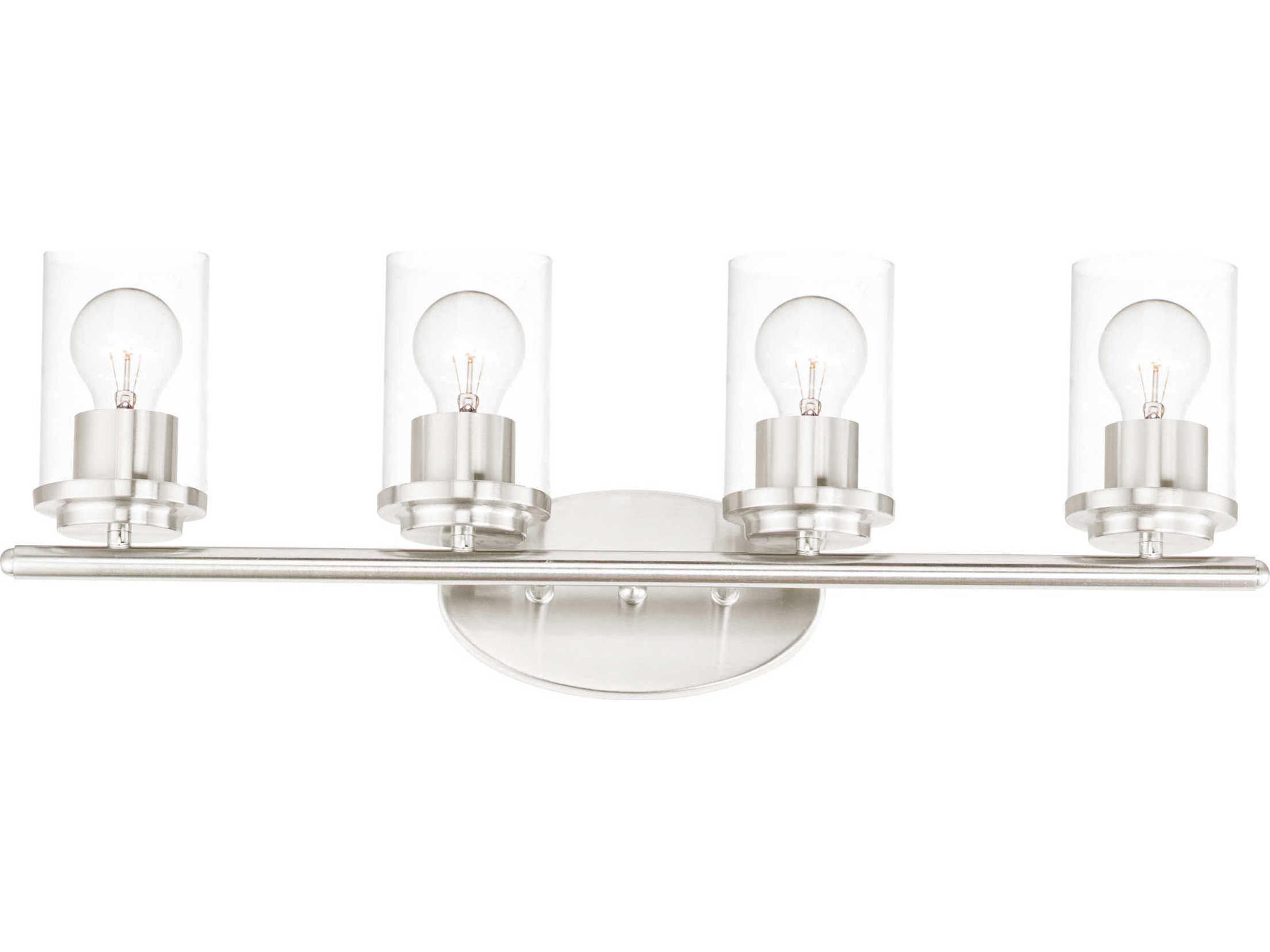 Corona 4-Light Satin Nickel Glass Vanity Light