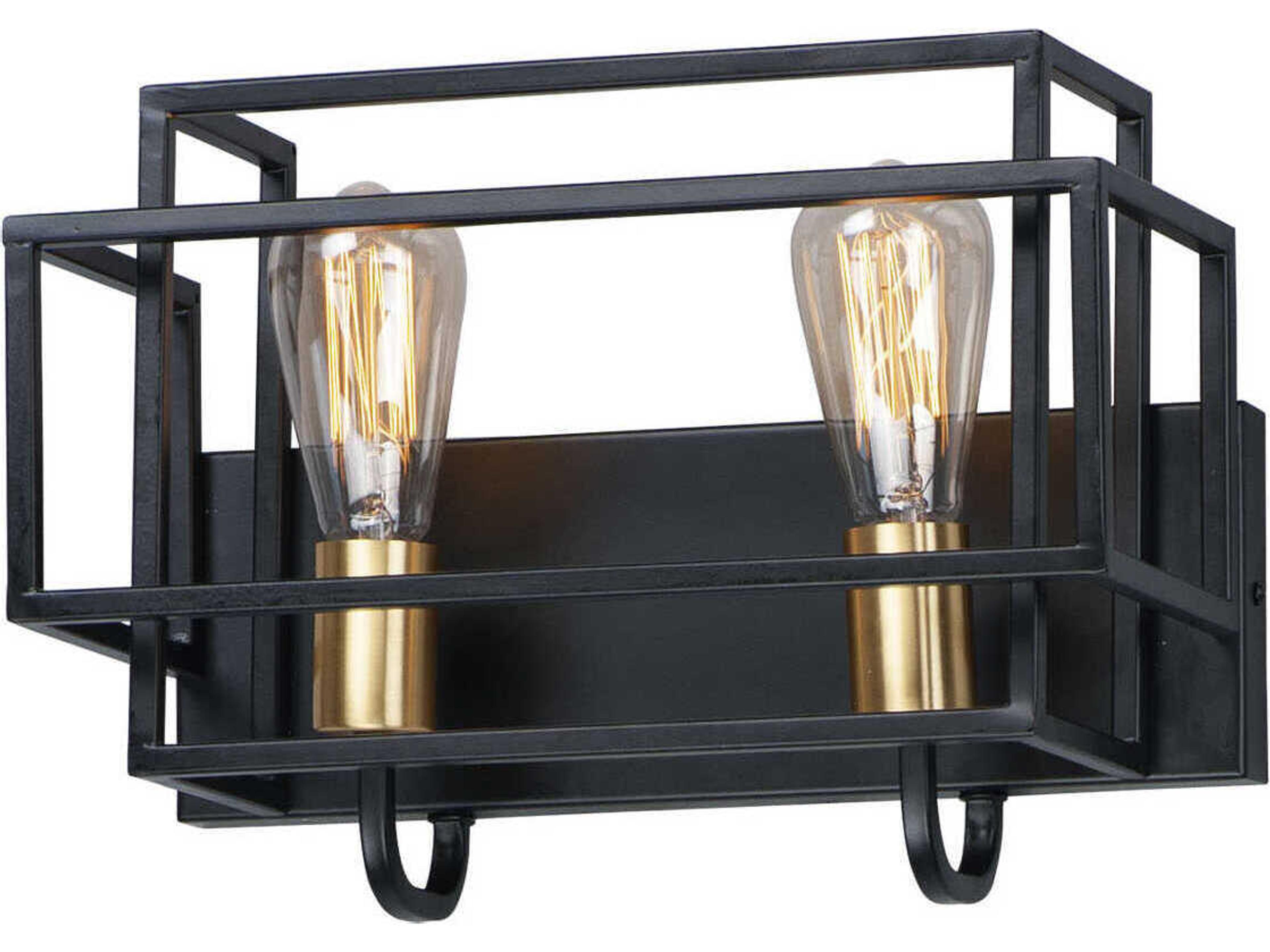 Liner 2-Light Black Satin Brass Vanity Light