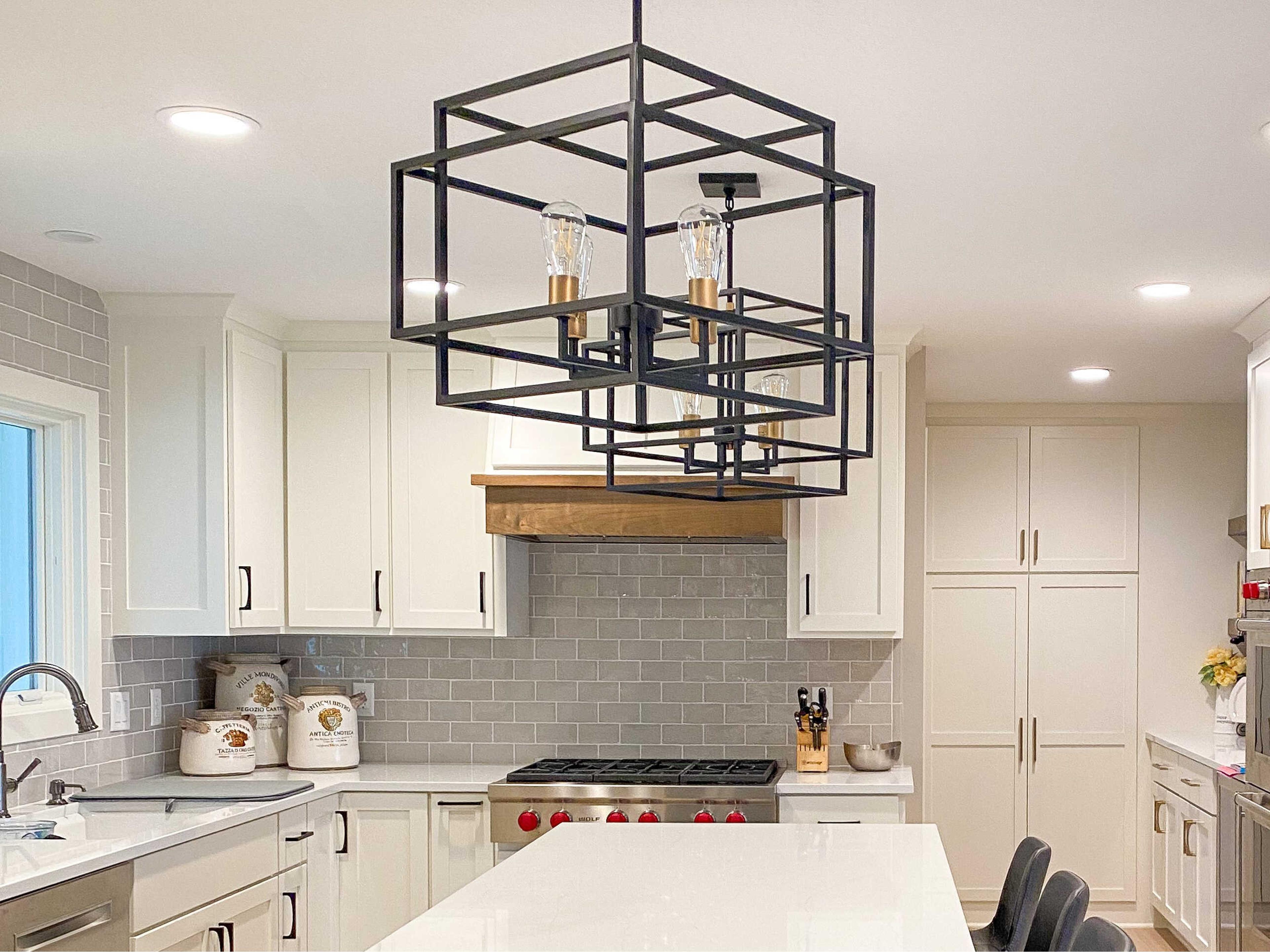 Maxim Lighting Liner 4-Light Black Satin Brass Candelabra Geometric Chandelier