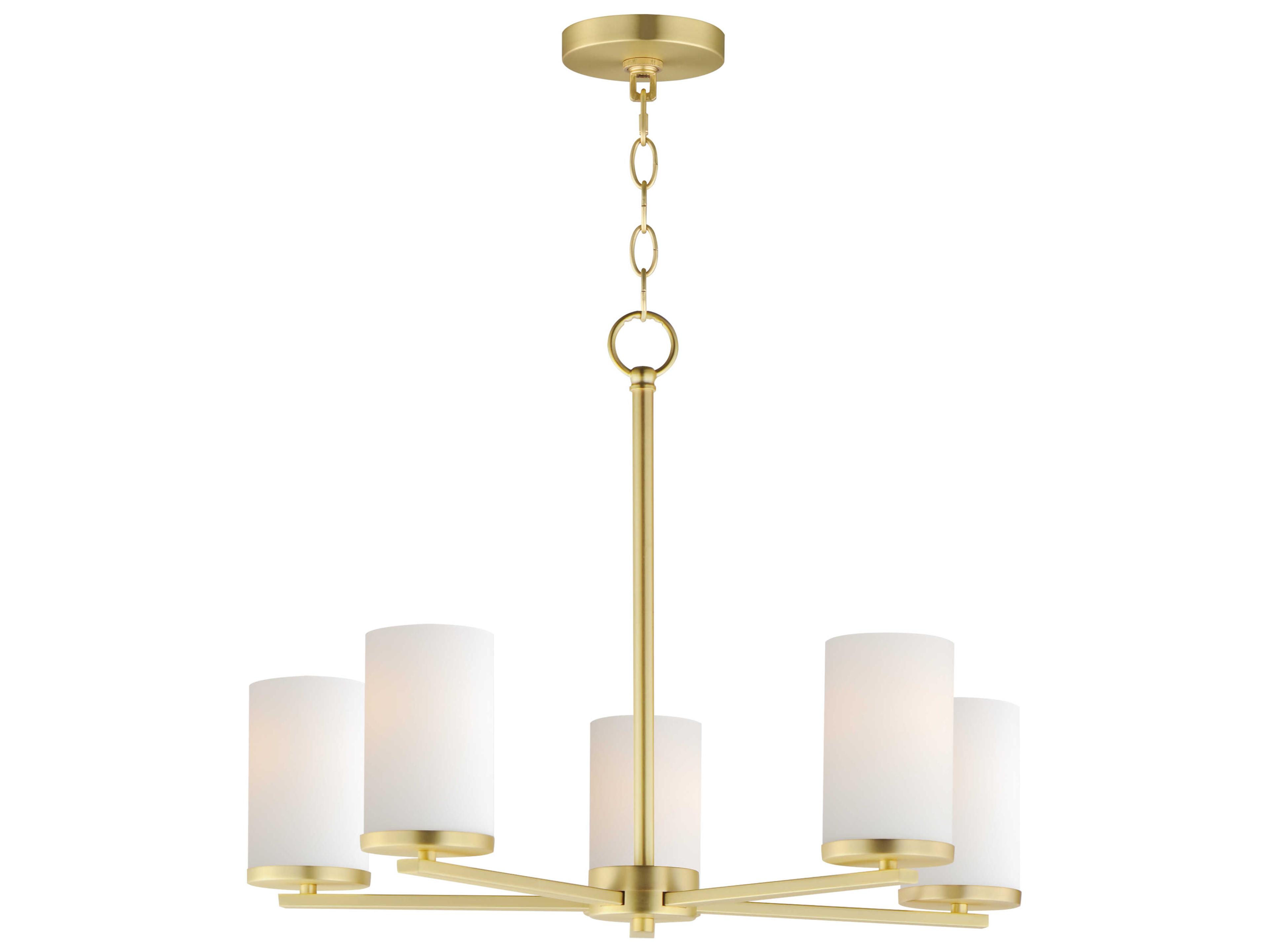 Lateral 5-Light Satin Brass Cylinder Chandelier