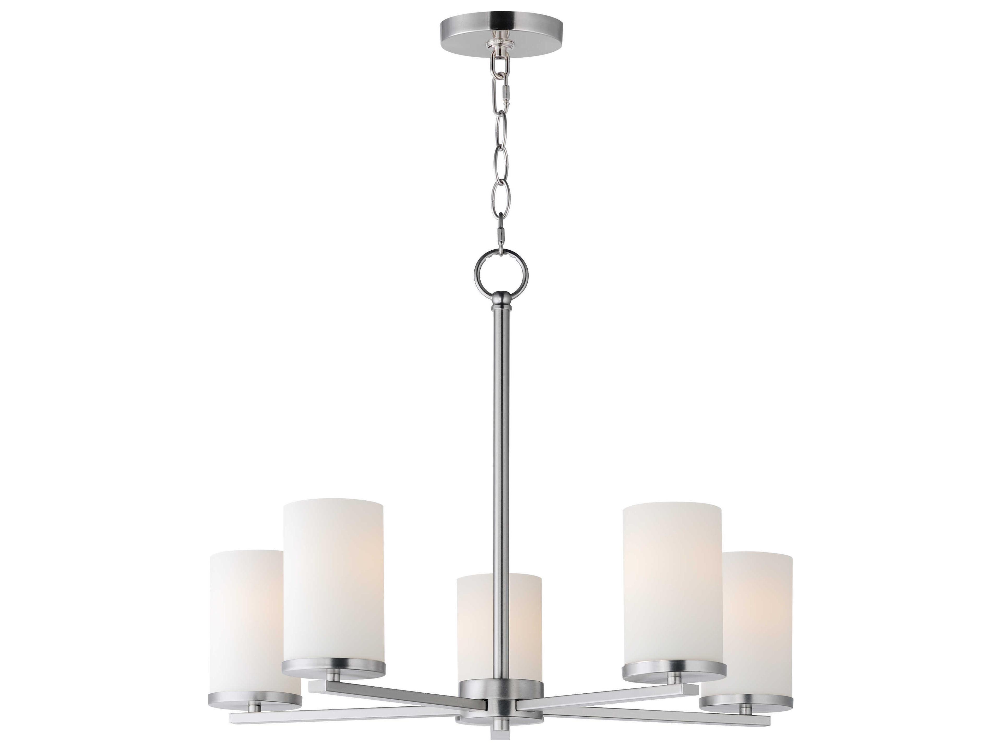 Lateral 5-Light Satin Nickel Cylinder Chandelier