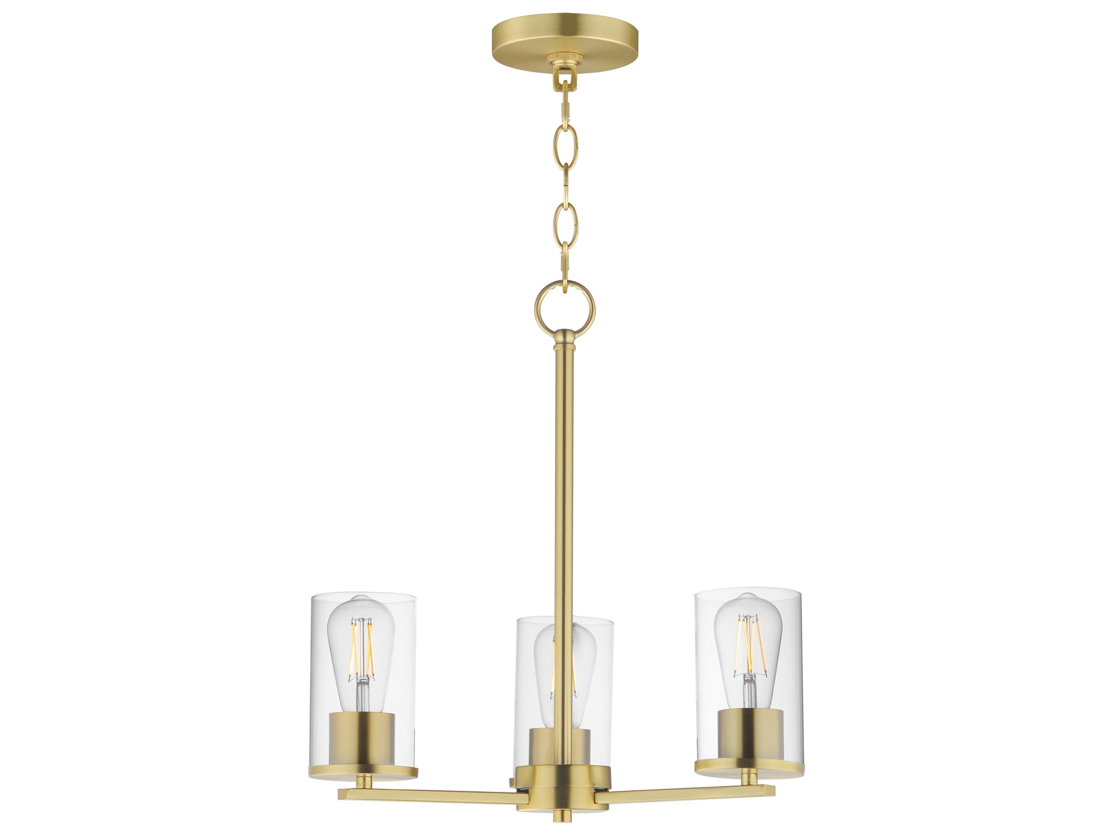 Lateral 3- Light Satin Brass Chandelier