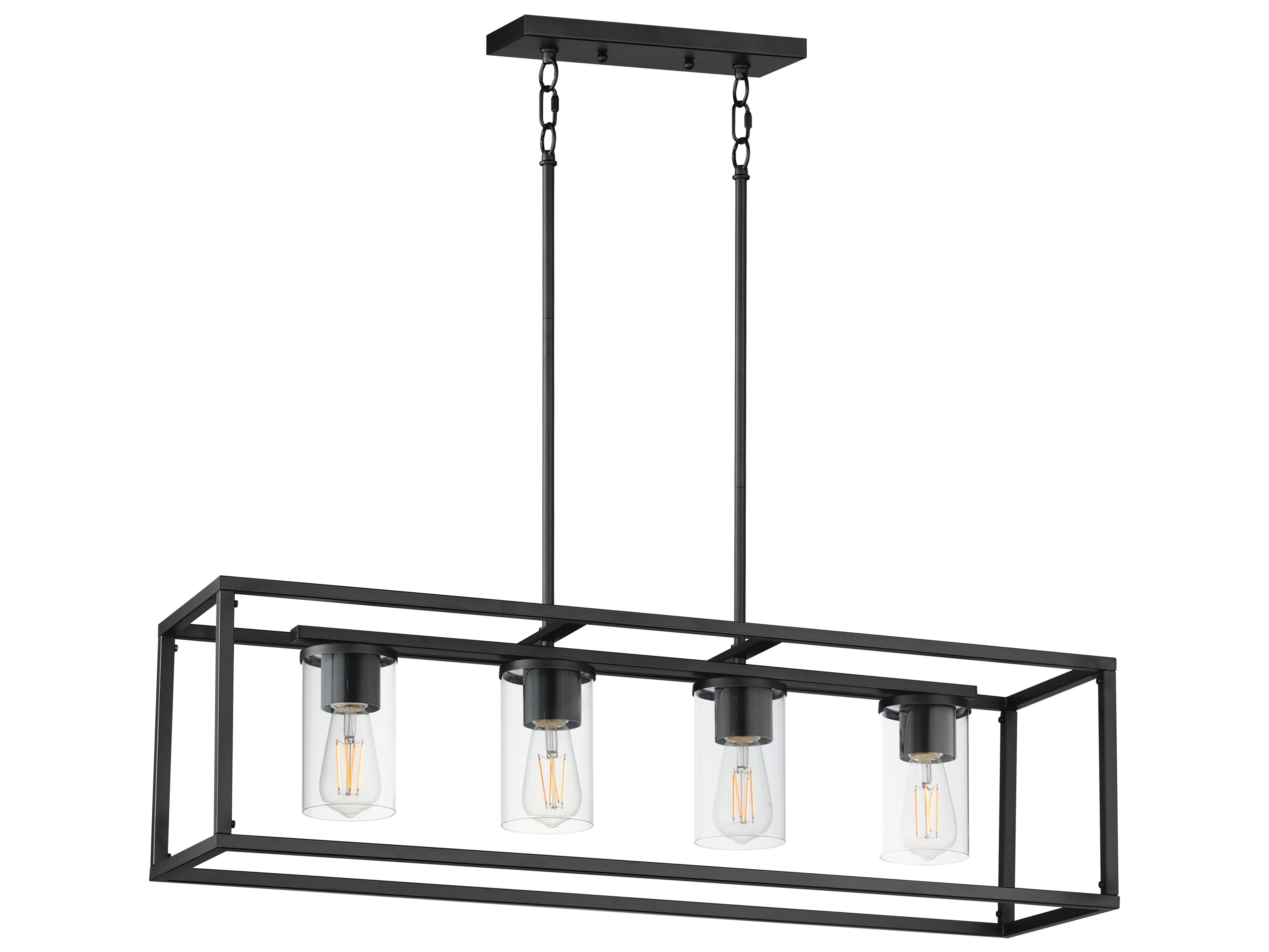 Lateral 4- Light Black Linear Island Pendant