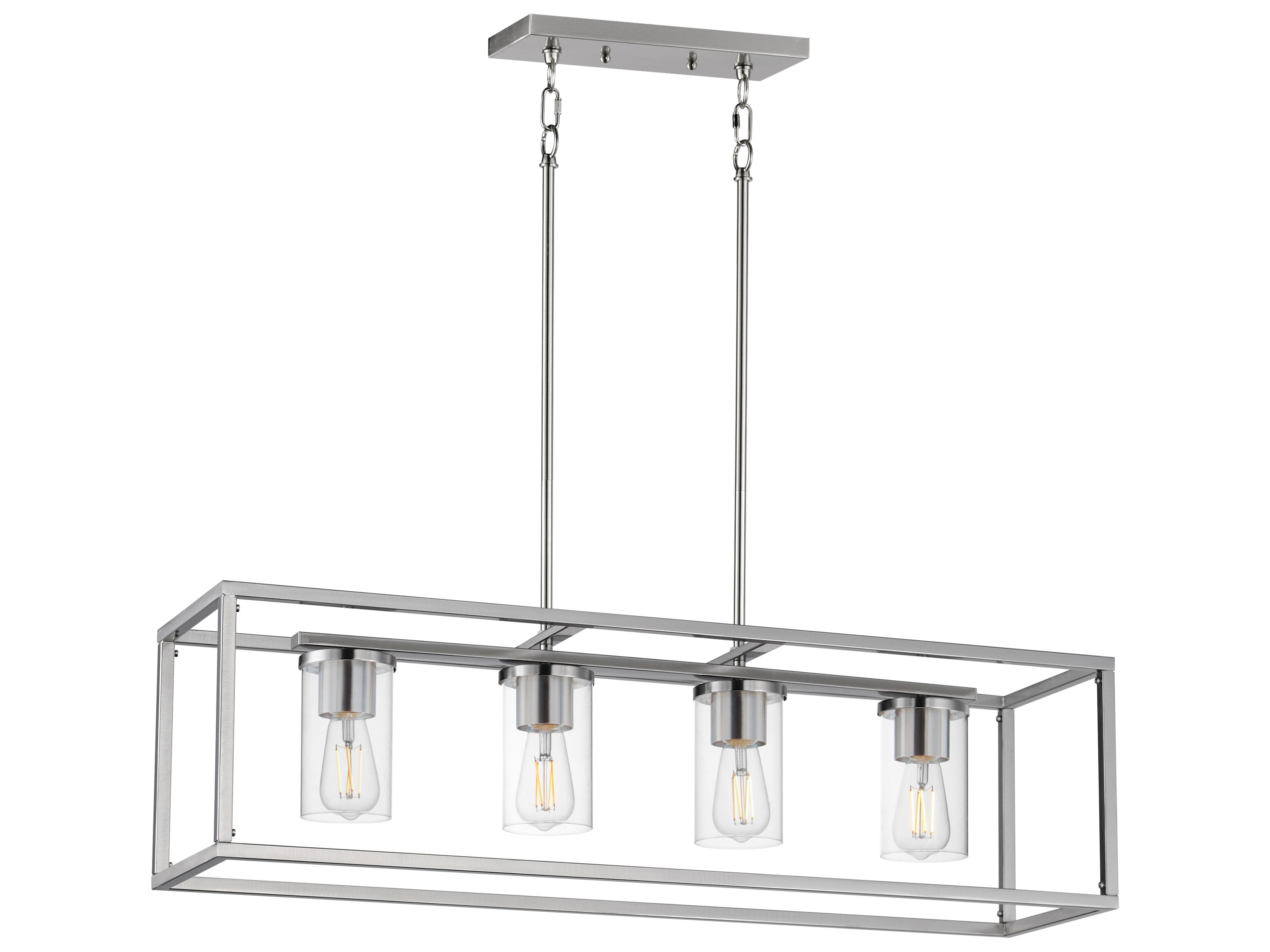 Lateral 4- Light Satin Nickel Linear Island Pendant