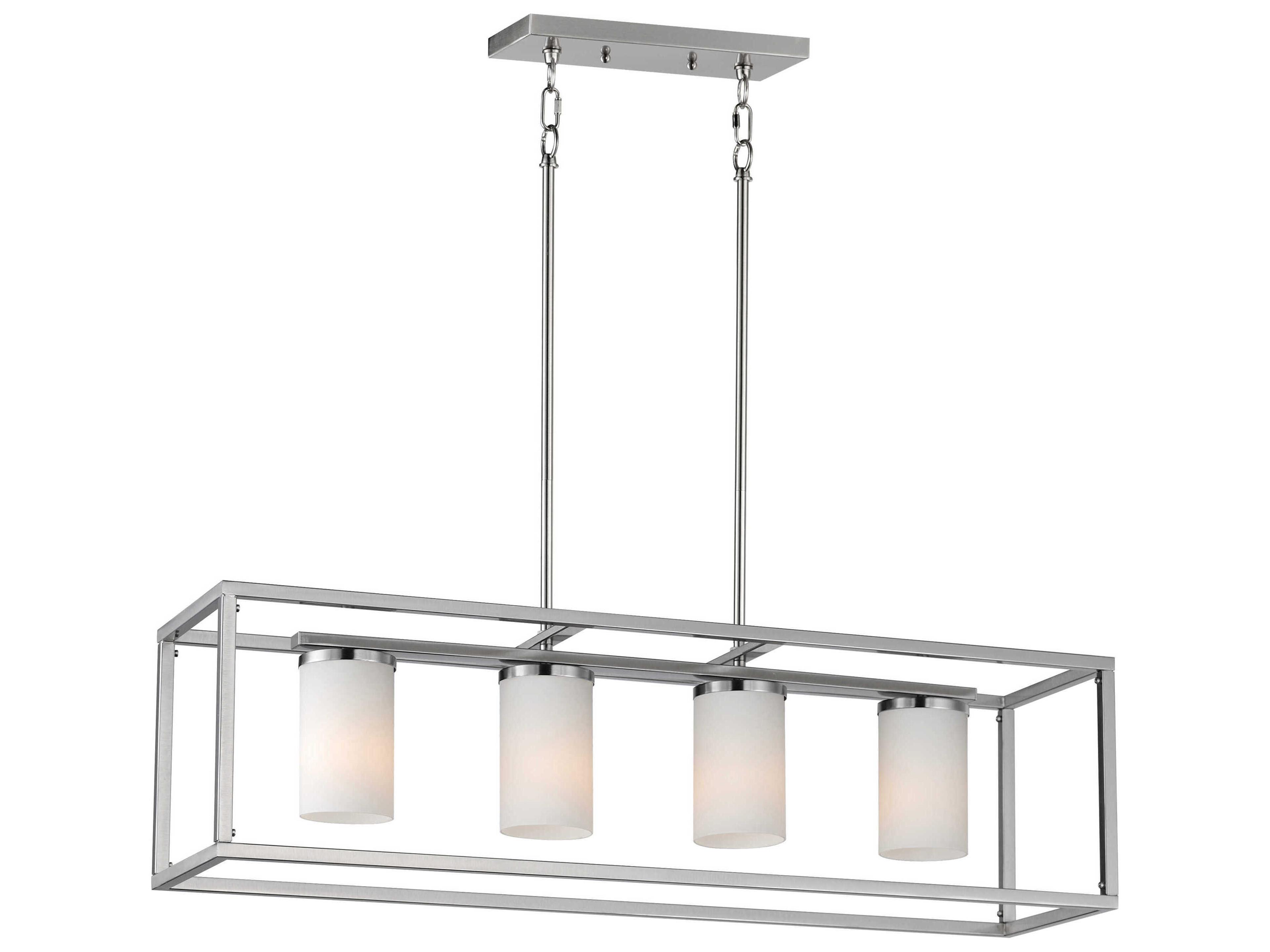 Lateral 4-Light Satin Nickel Cylinder Island Pendant
