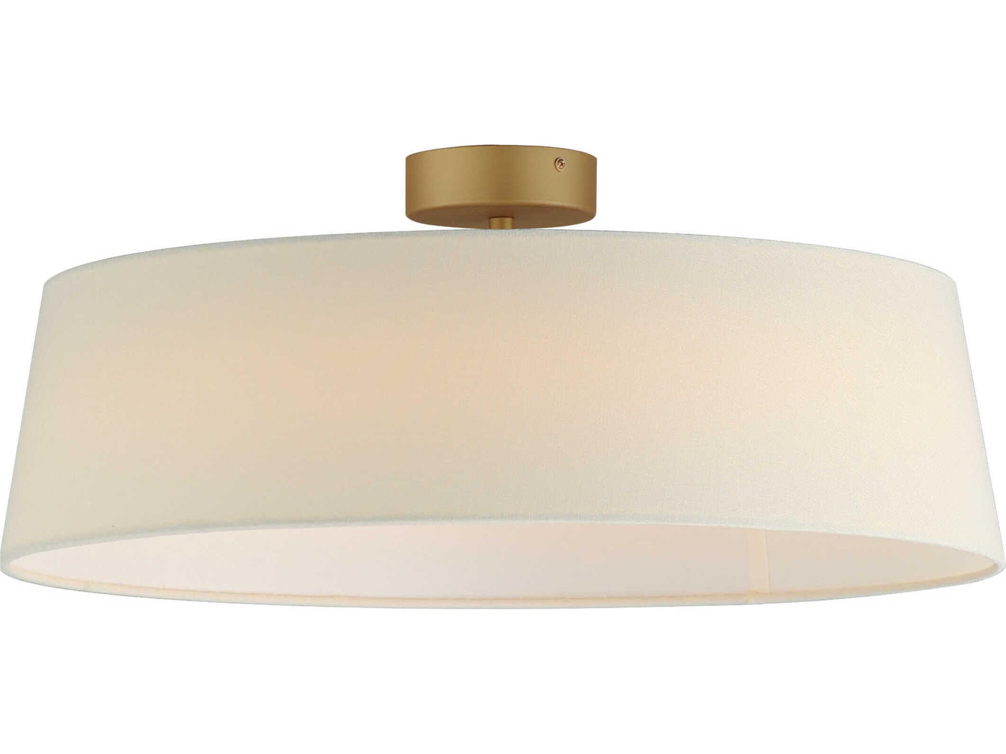 Paramount 1-Light Natural Aged Brass Drum Round Flush Mount