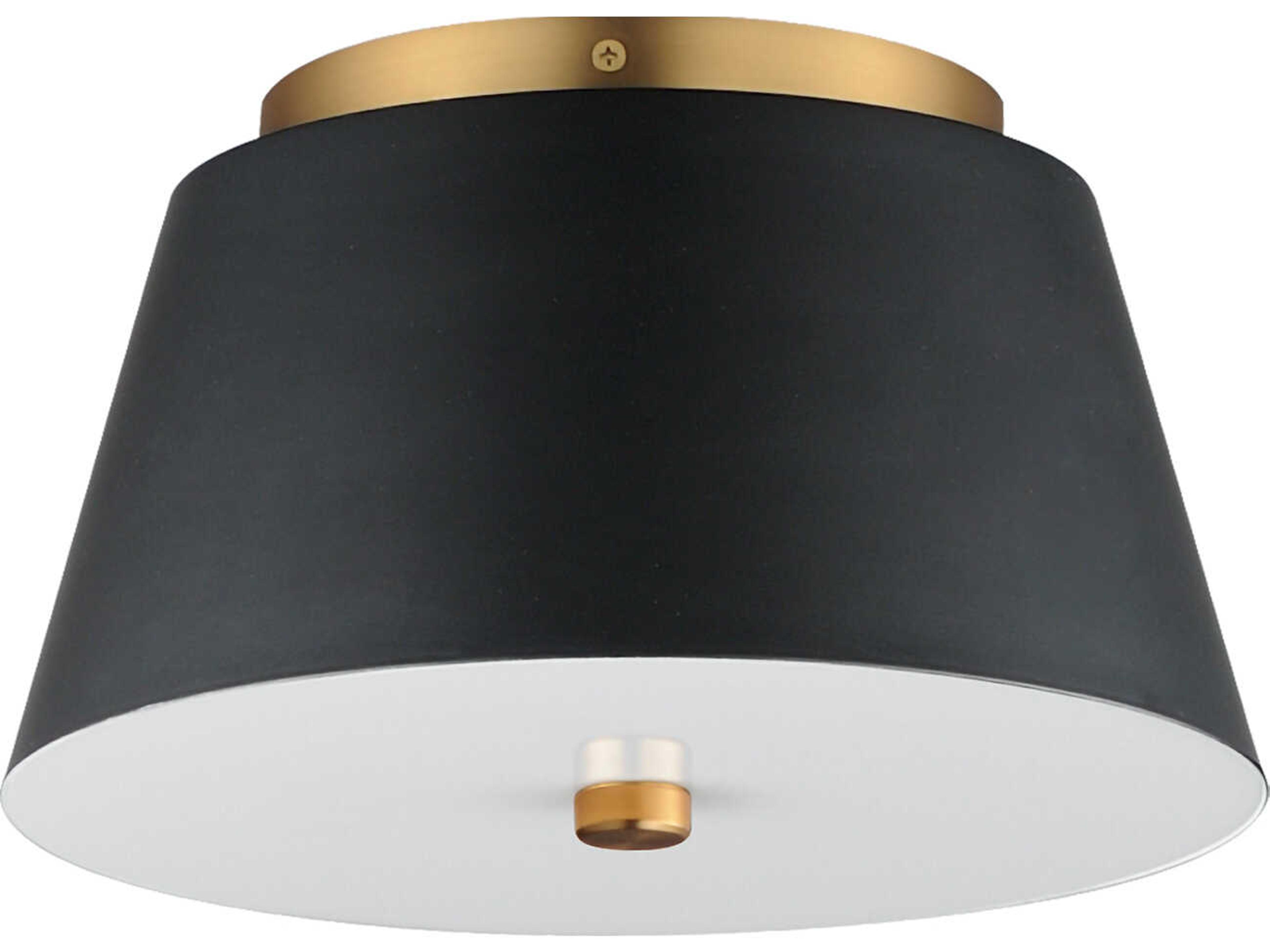 Miles 1-Light Black Natural Aged Brass Drum Flush Mount