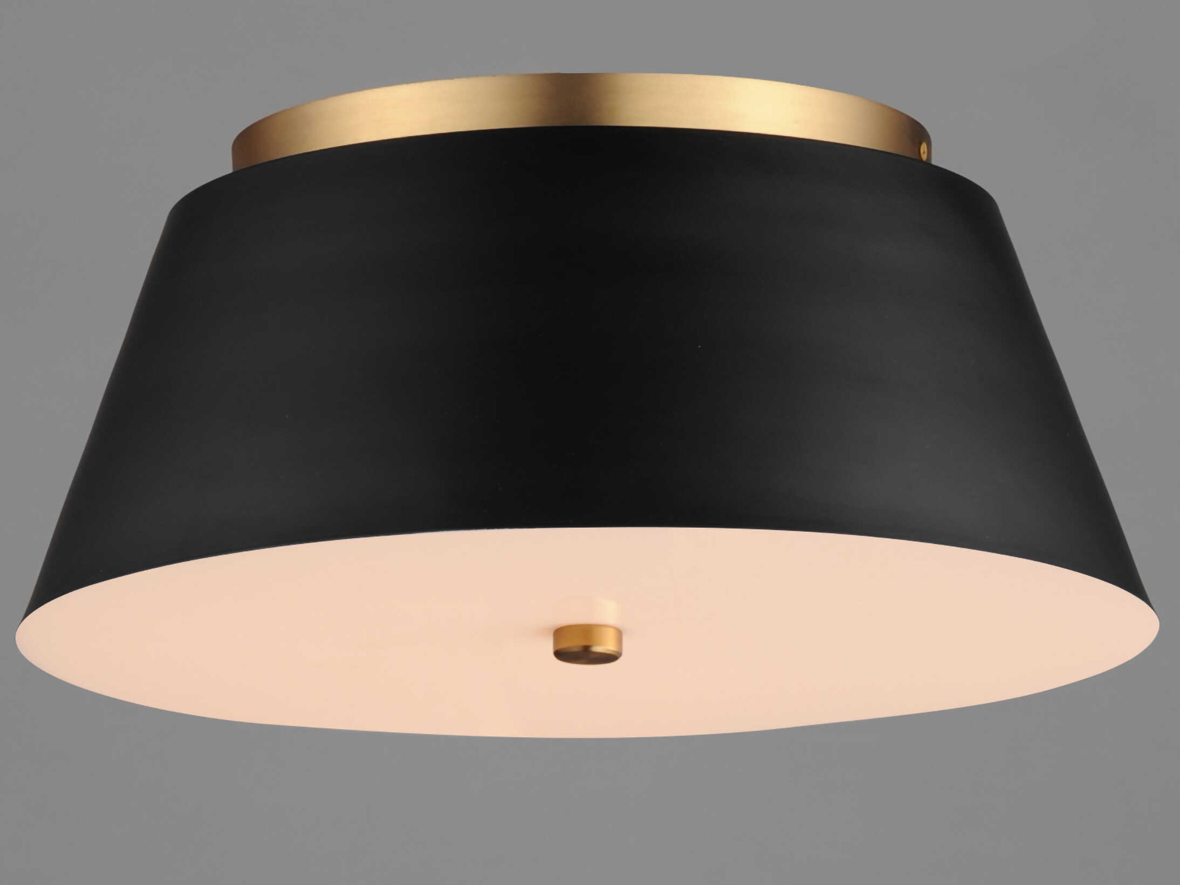 Maxim Lighting Miles 1-Light Black Natural Aged Brass Drum Flush Mount